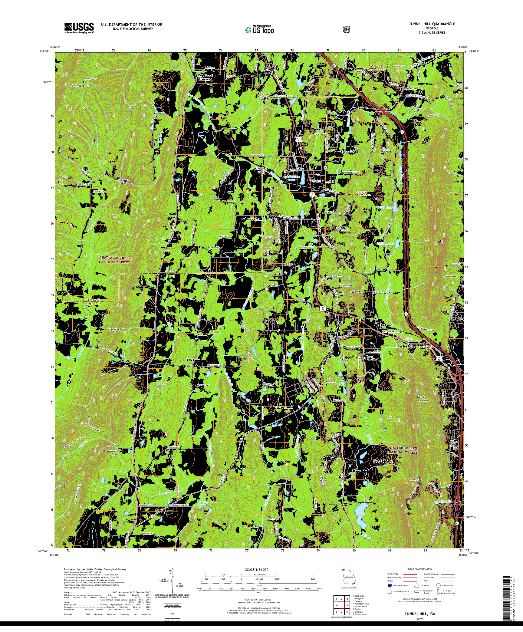 USGS US TOPO 7.5-MINUTE MAP FOR TUNNEL HILL, GA 2020