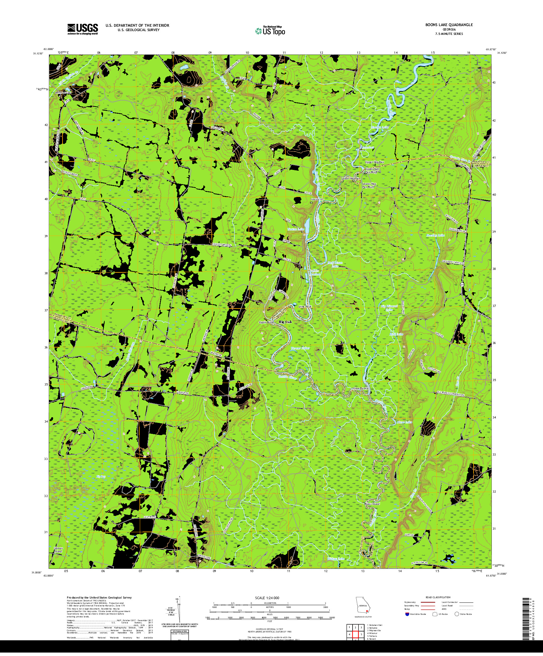 USGS US TOPO 7.5-MINUTE MAP FOR BOONS LAKE, GA 2020