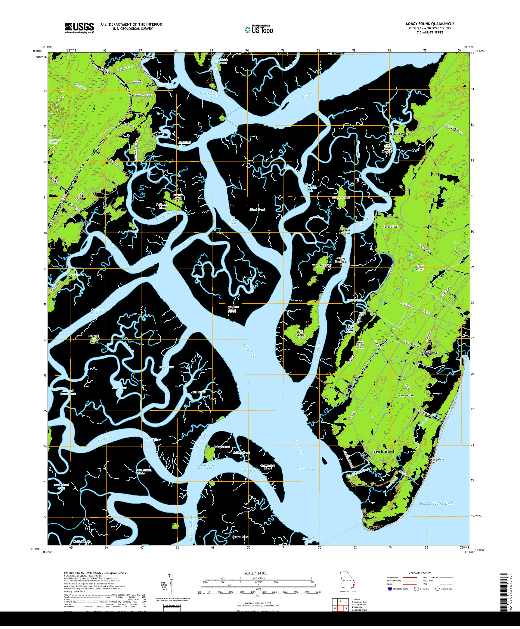 USGS US TOPO 7.5-MINUTE MAP FOR DOBOY SOUND, GA 2020