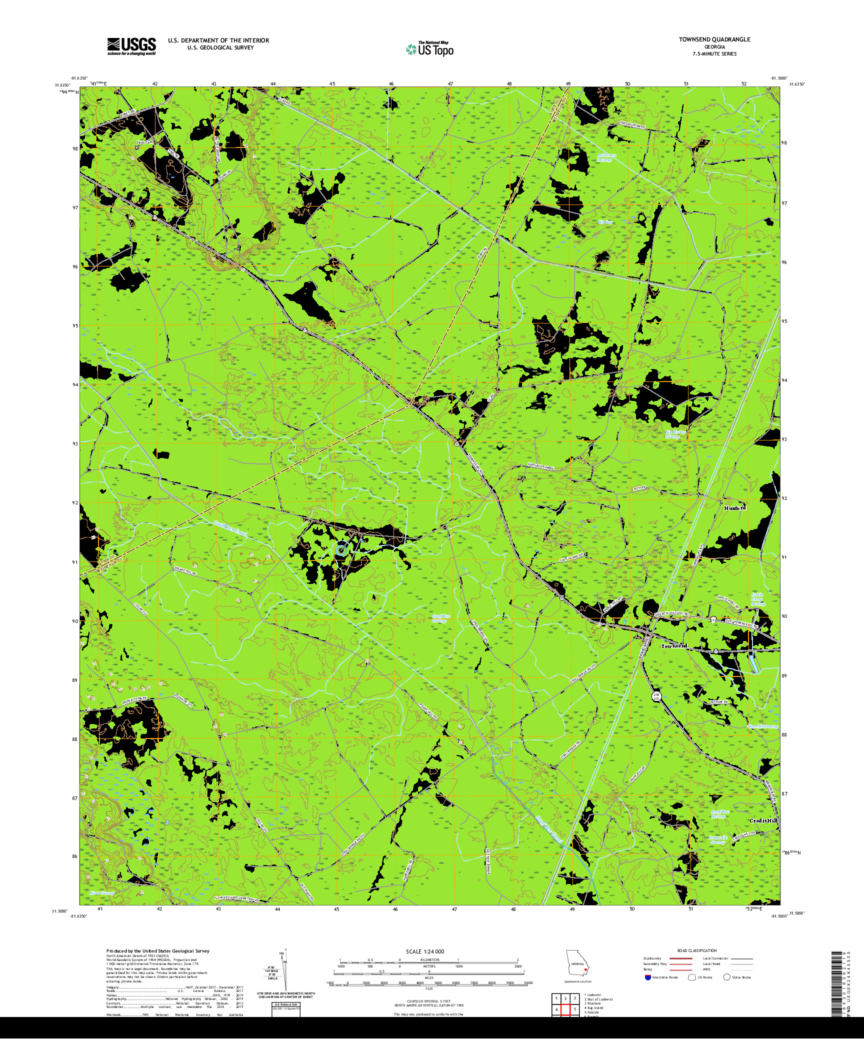 USGS US TOPO 7.5-MINUTE MAP FOR TOWNSEND, GA 2020