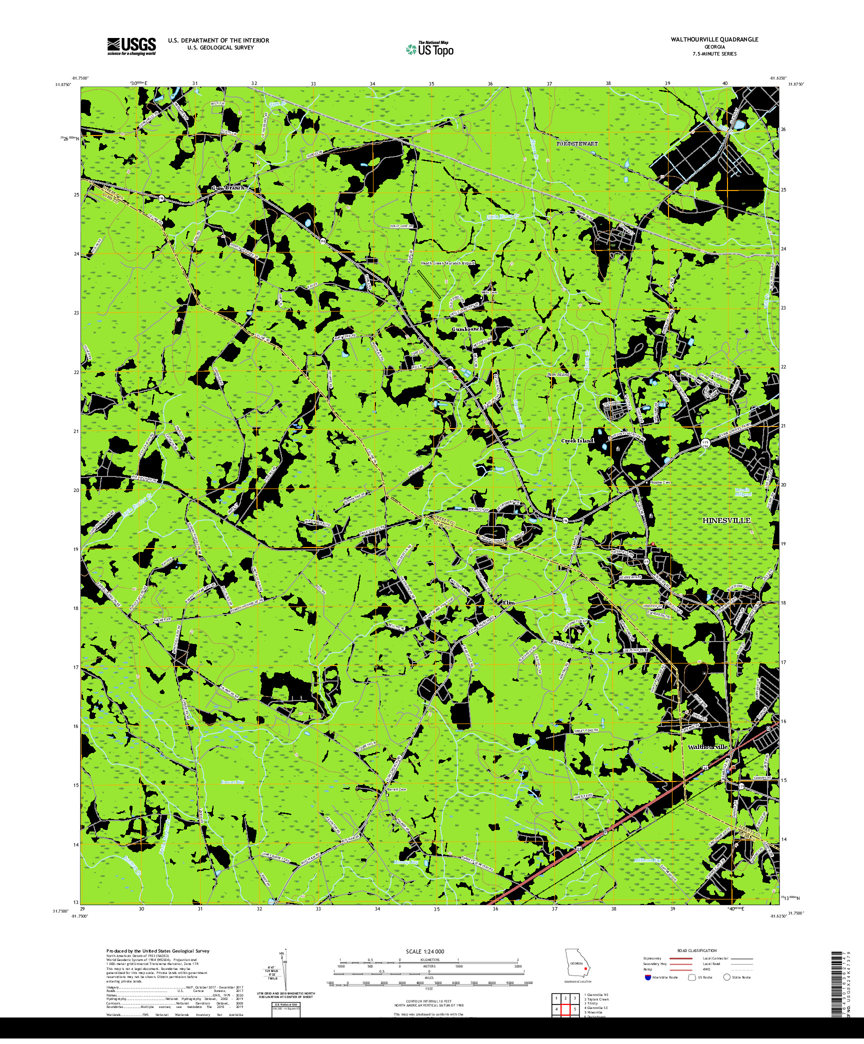 USGS US TOPO 7.5-MINUTE MAP FOR WALTHOURVILLE, GA 2020