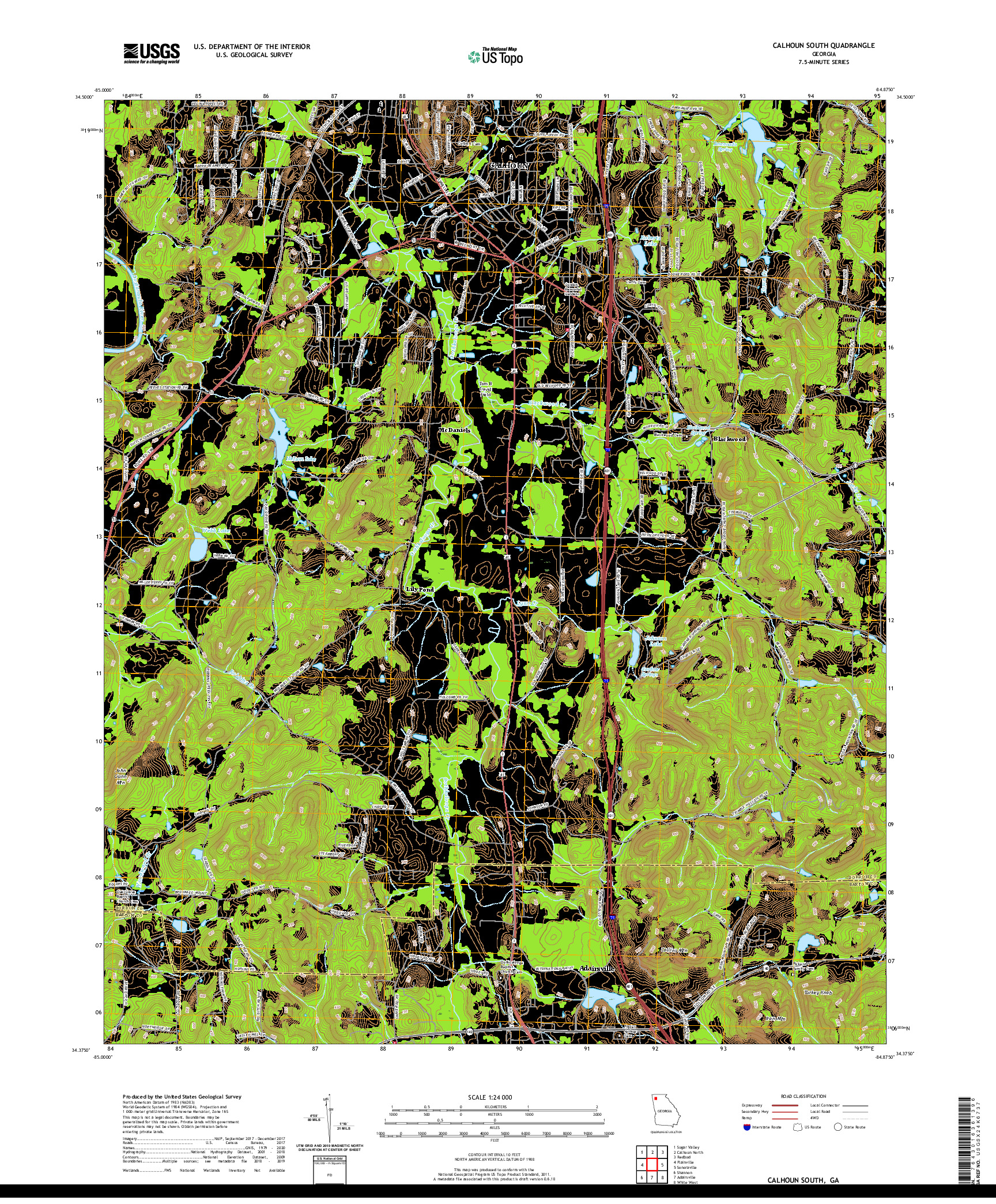 USGS US TOPO 7.5-MINUTE MAP FOR CALHOUN SOUTH, GA 2020