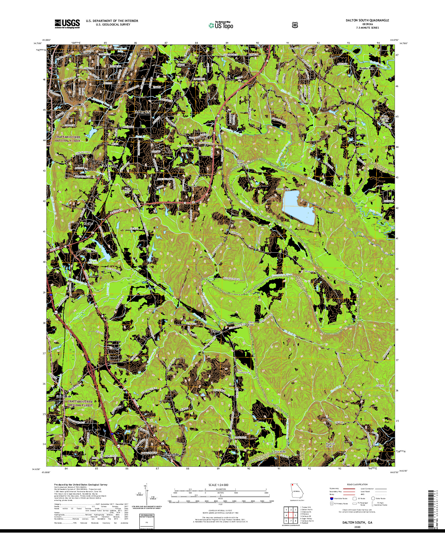 USGS US TOPO 7.5-MINUTE MAP FOR DALTON SOUTH, GA 2020