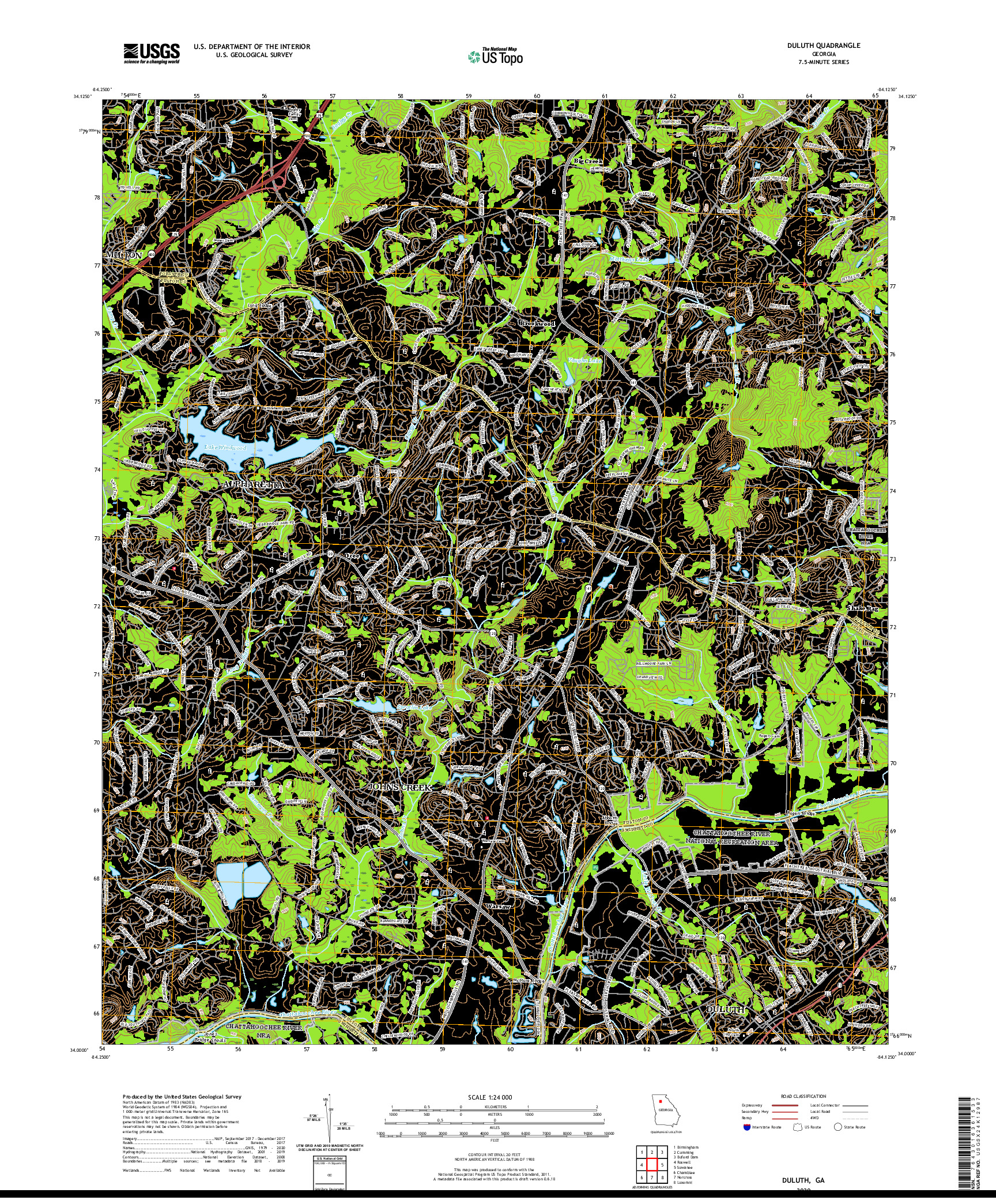 USGS US TOPO 7.5-MINUTE MAP FOR DULUTH, GA 2020
