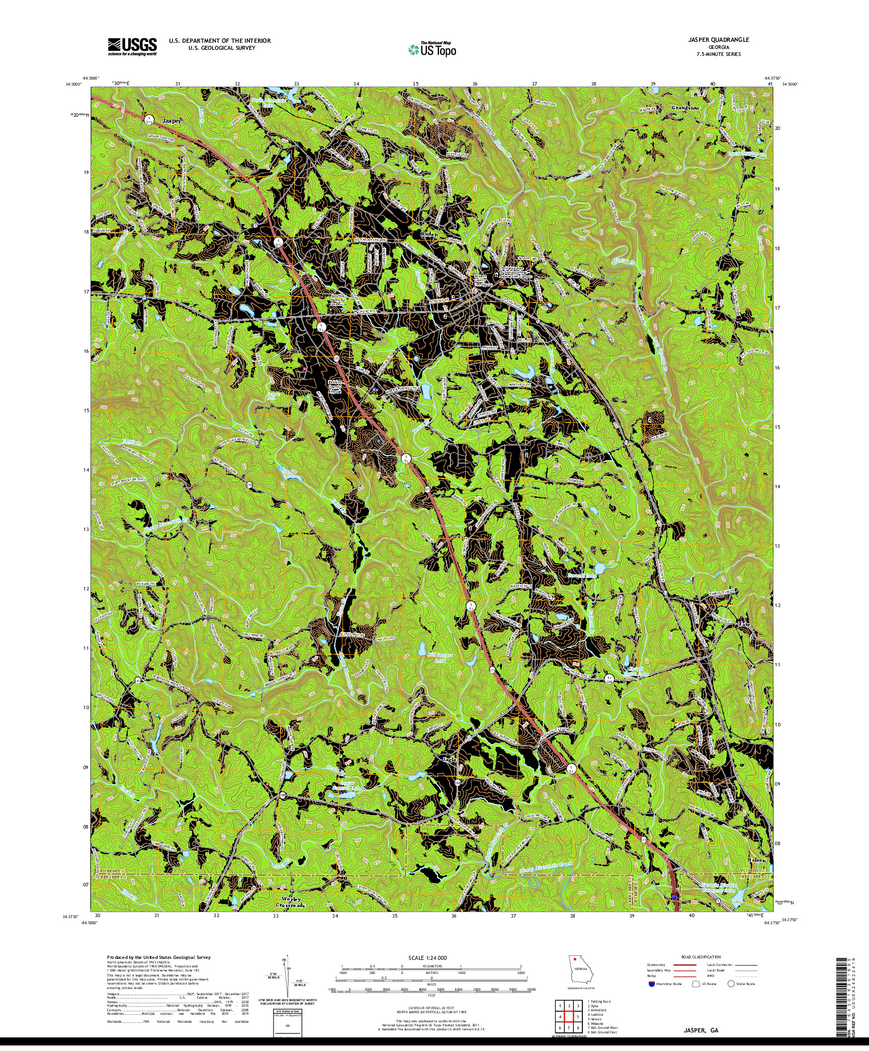USGS US TOPO 7.5-MINUTE MAP FOR JASPER, GA 2020