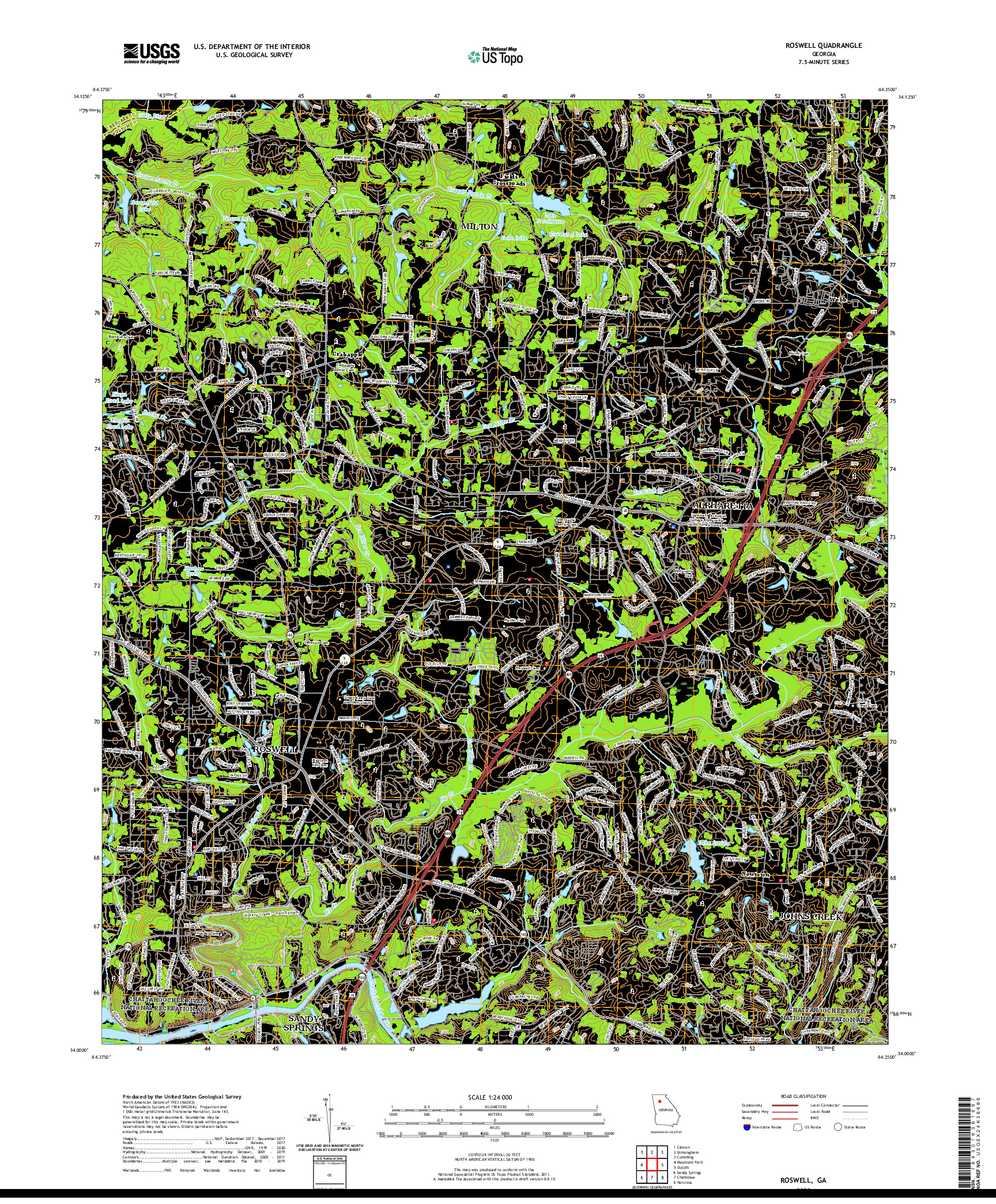 USGS US TOPO 7.5-MINUTE MAP FOR ROSWELL, GA 2020