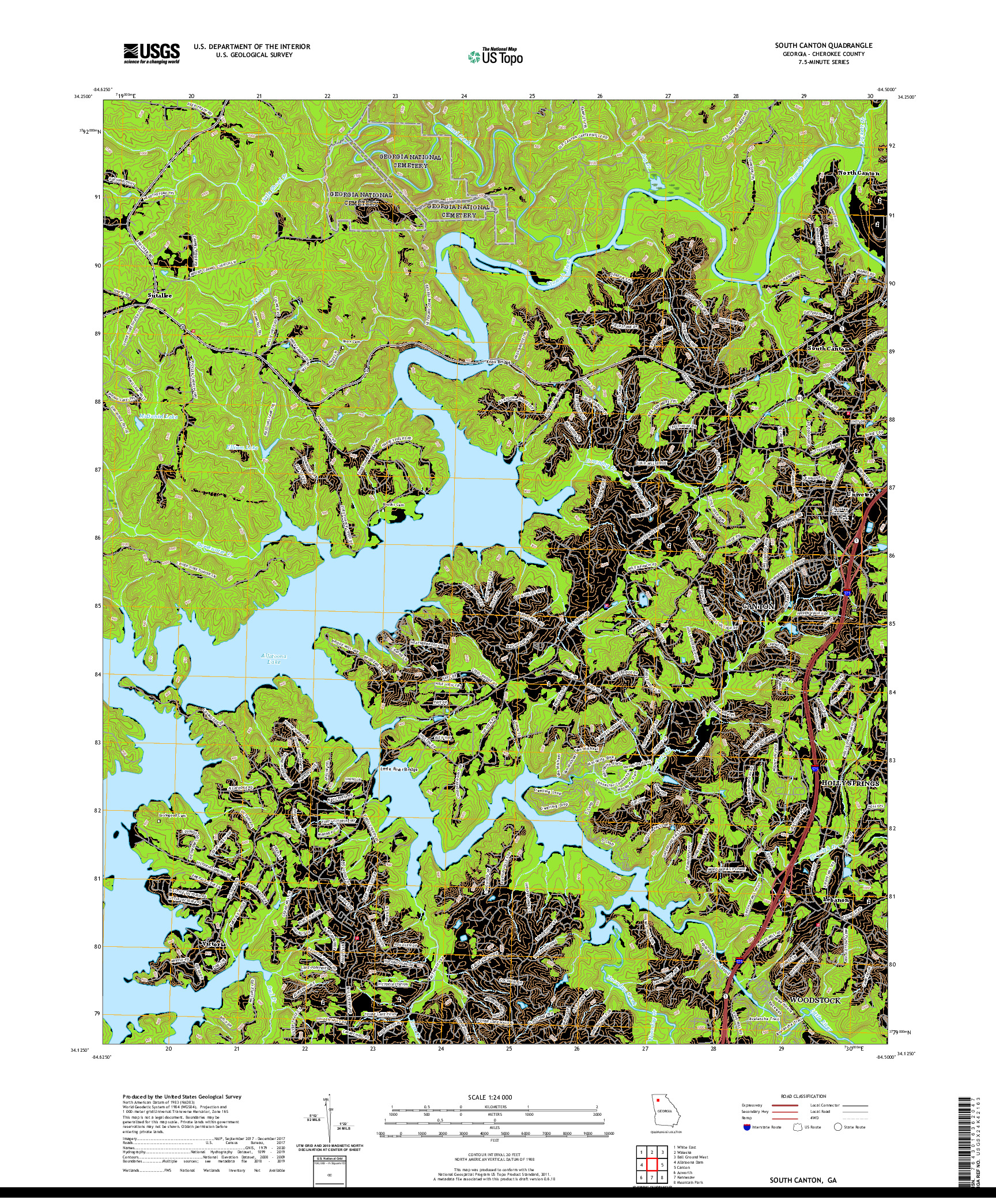 USGS US TOPO 7.5-MINUTE MAP FOR SOUTH CANTON, GA 2020