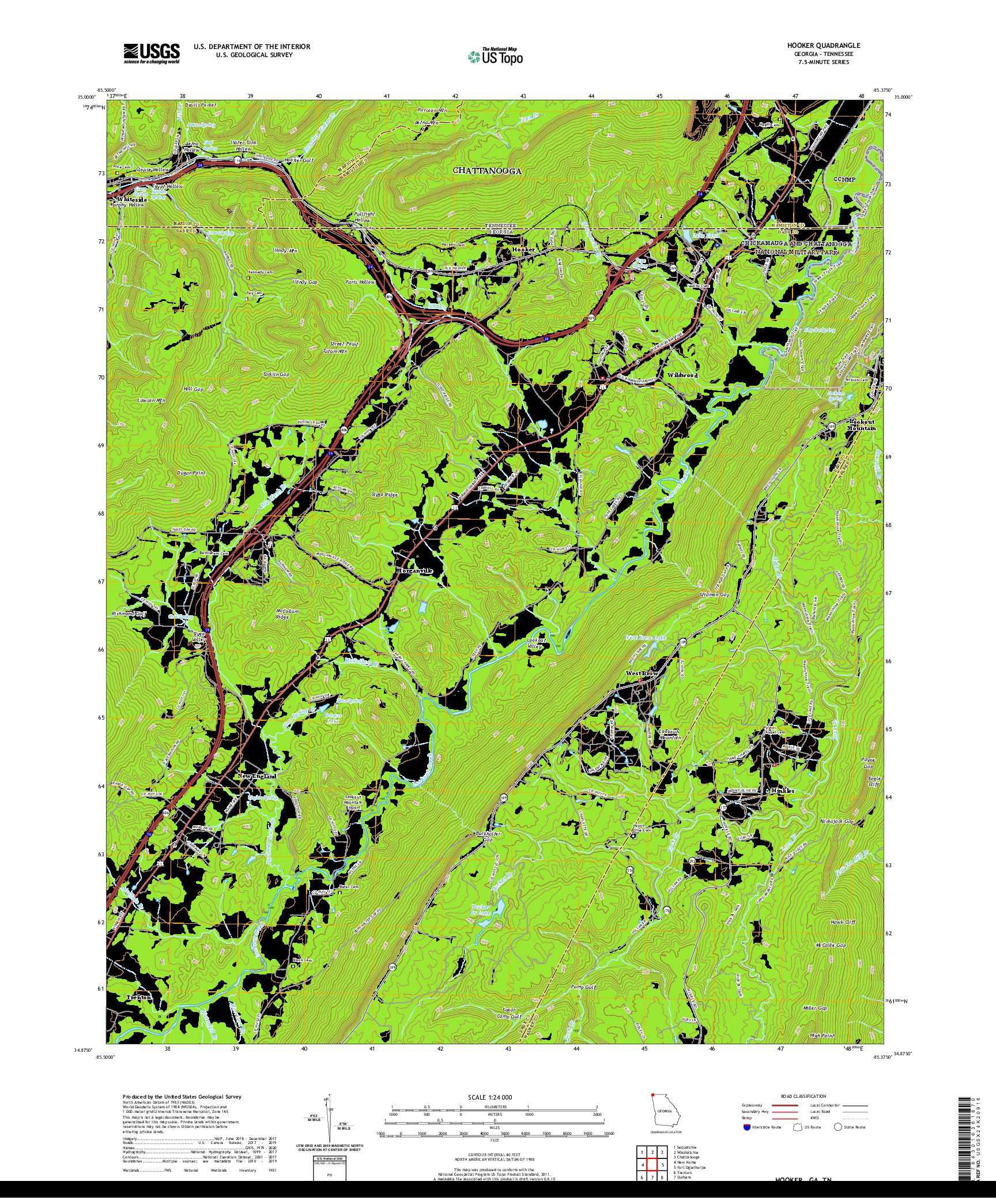 USGS US TOPO 7.5-MINUTE MAP FOR HOOKER, GA,TN 2020