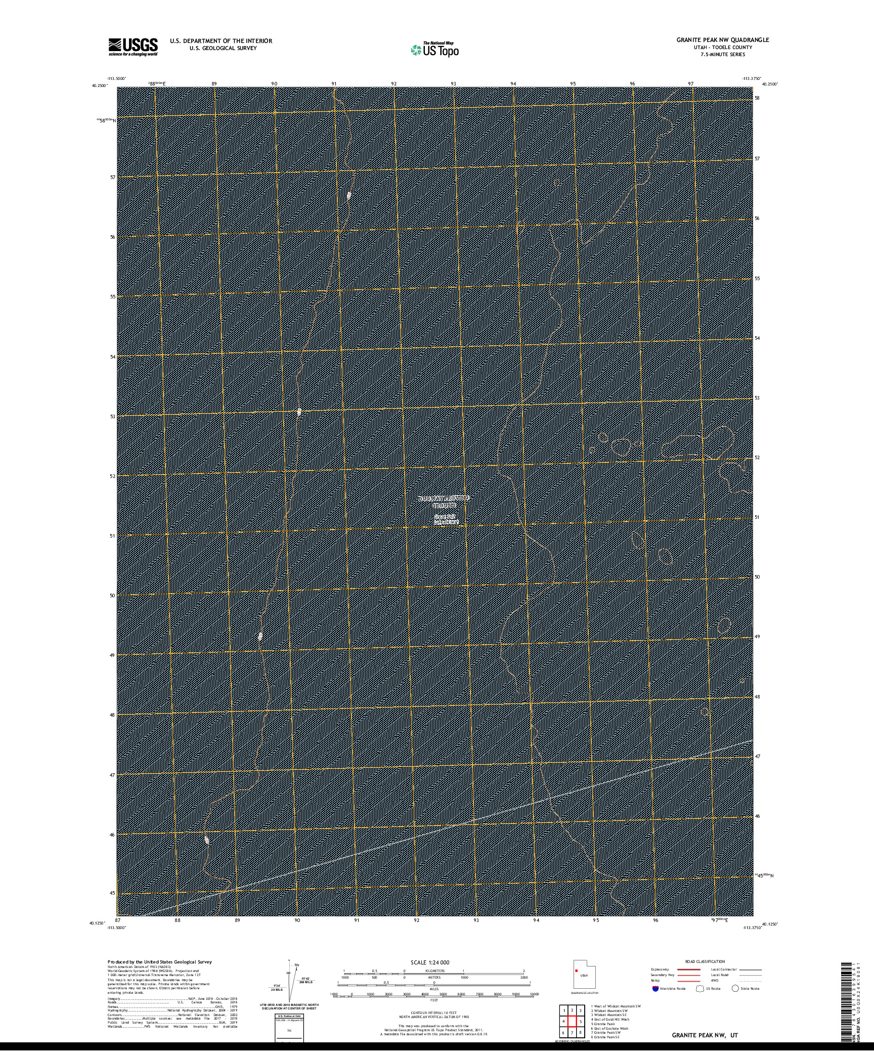 USGS US TOPO 7.5-MINUTE MAP FOR GRANITE PEAK NW, UT 2020