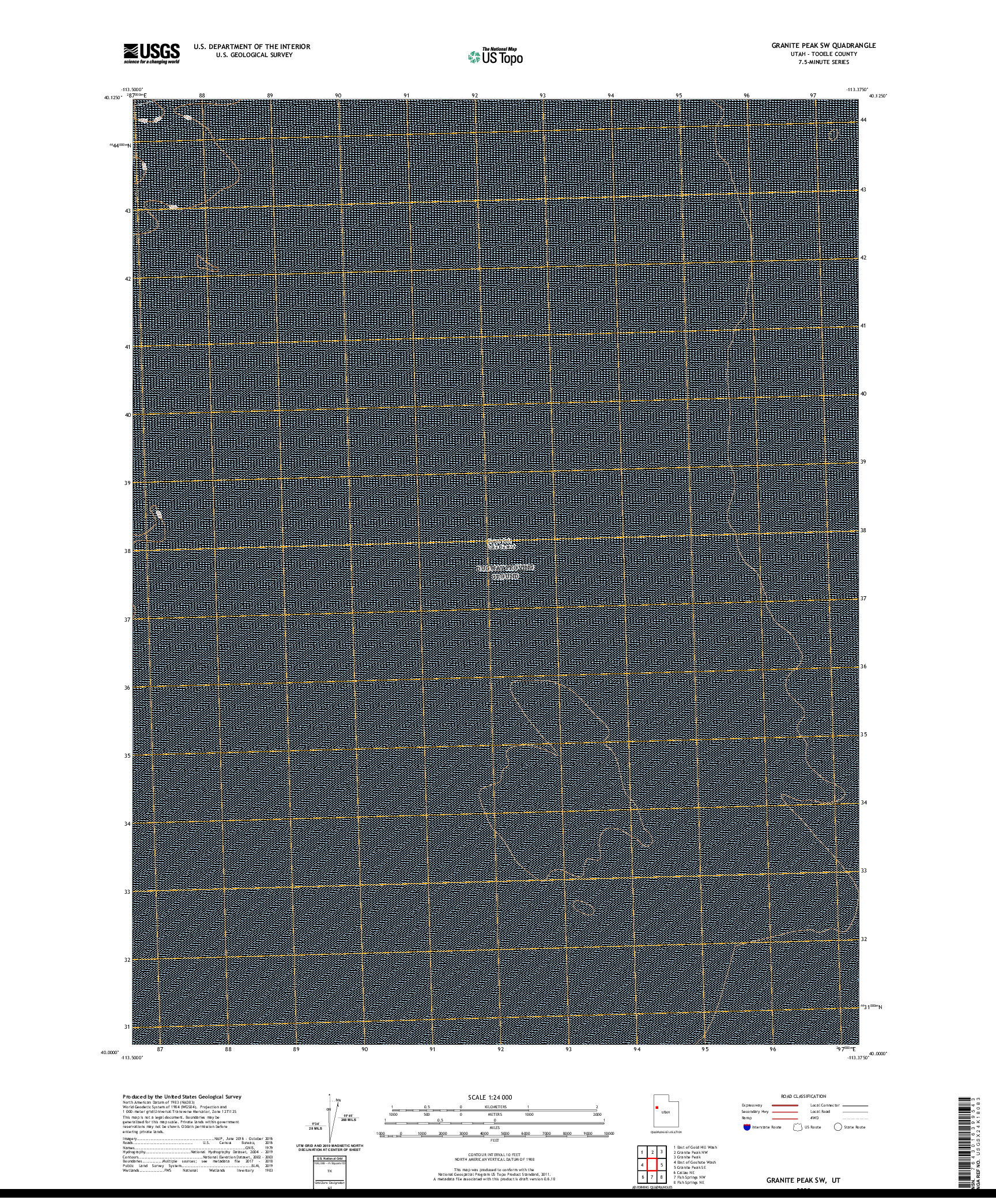 USGS US TOPO 7.5-MINUTE MAP FOR GRANITE PEAK SW, UT 2020