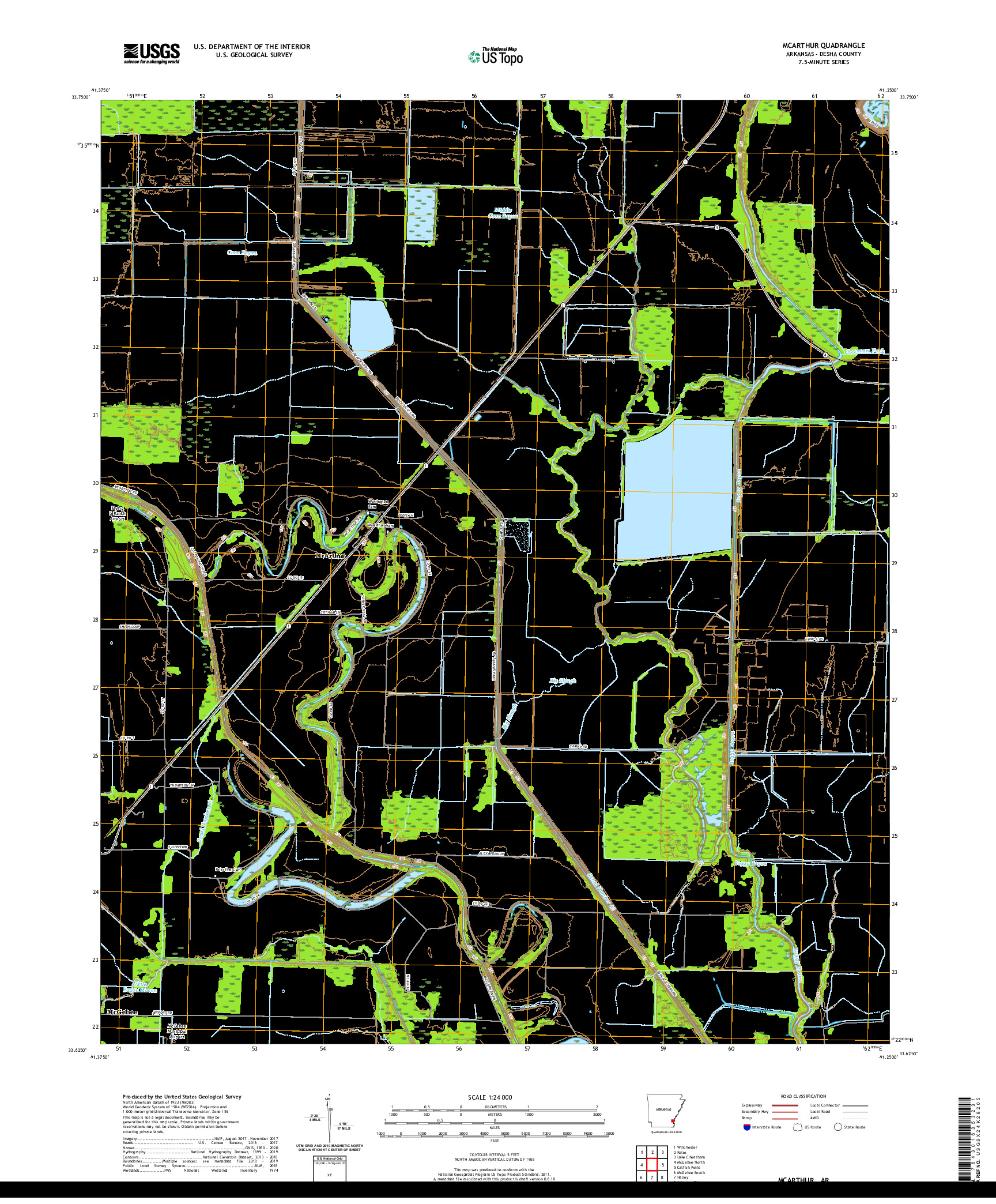 USGS US TOPO 7.5-MINUTE MAP FOR MCARTHUR, AR 2020