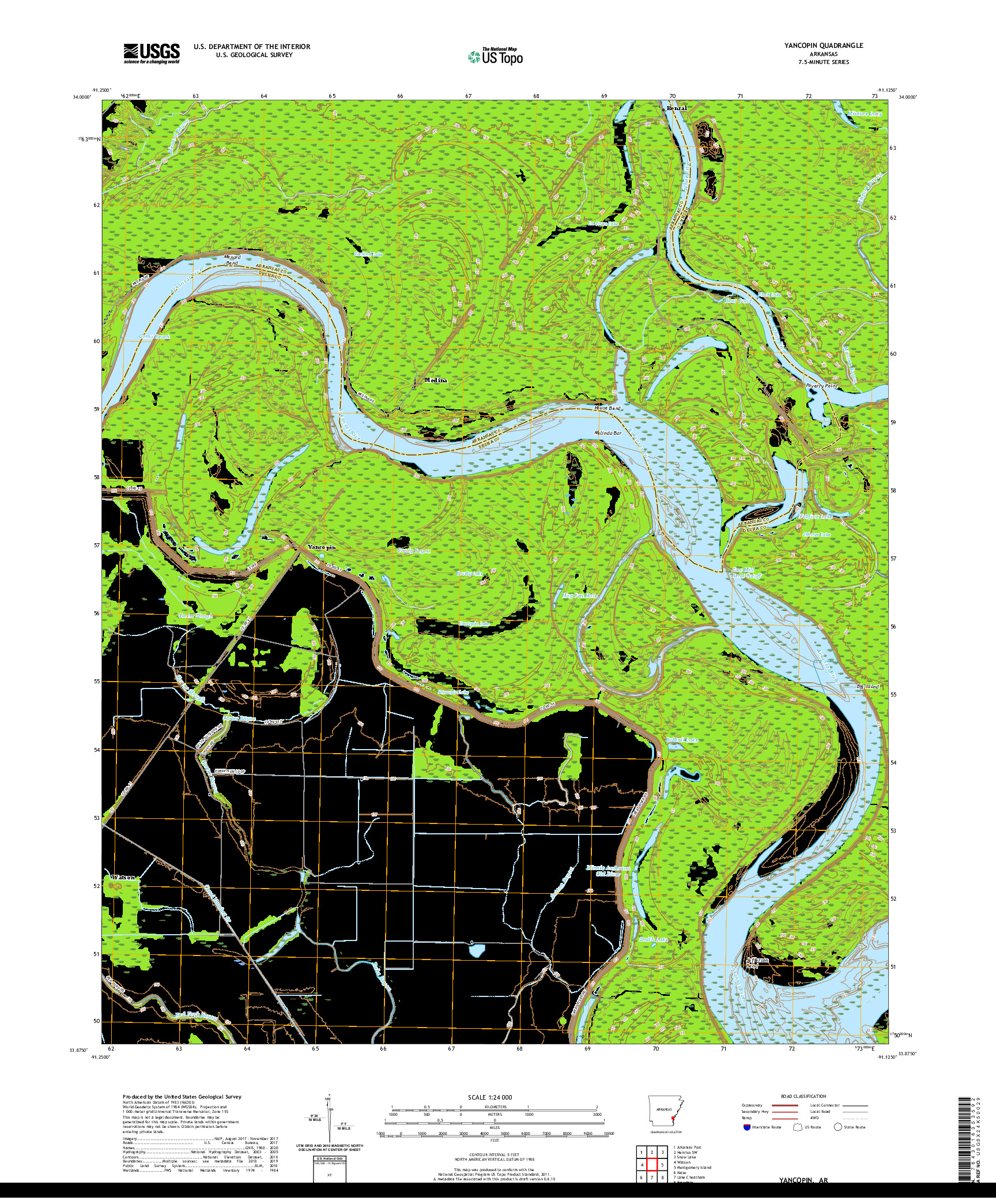 USGS US TOPO 7.5-MINUTE MAP FOR YANCOPIN, AR 2020