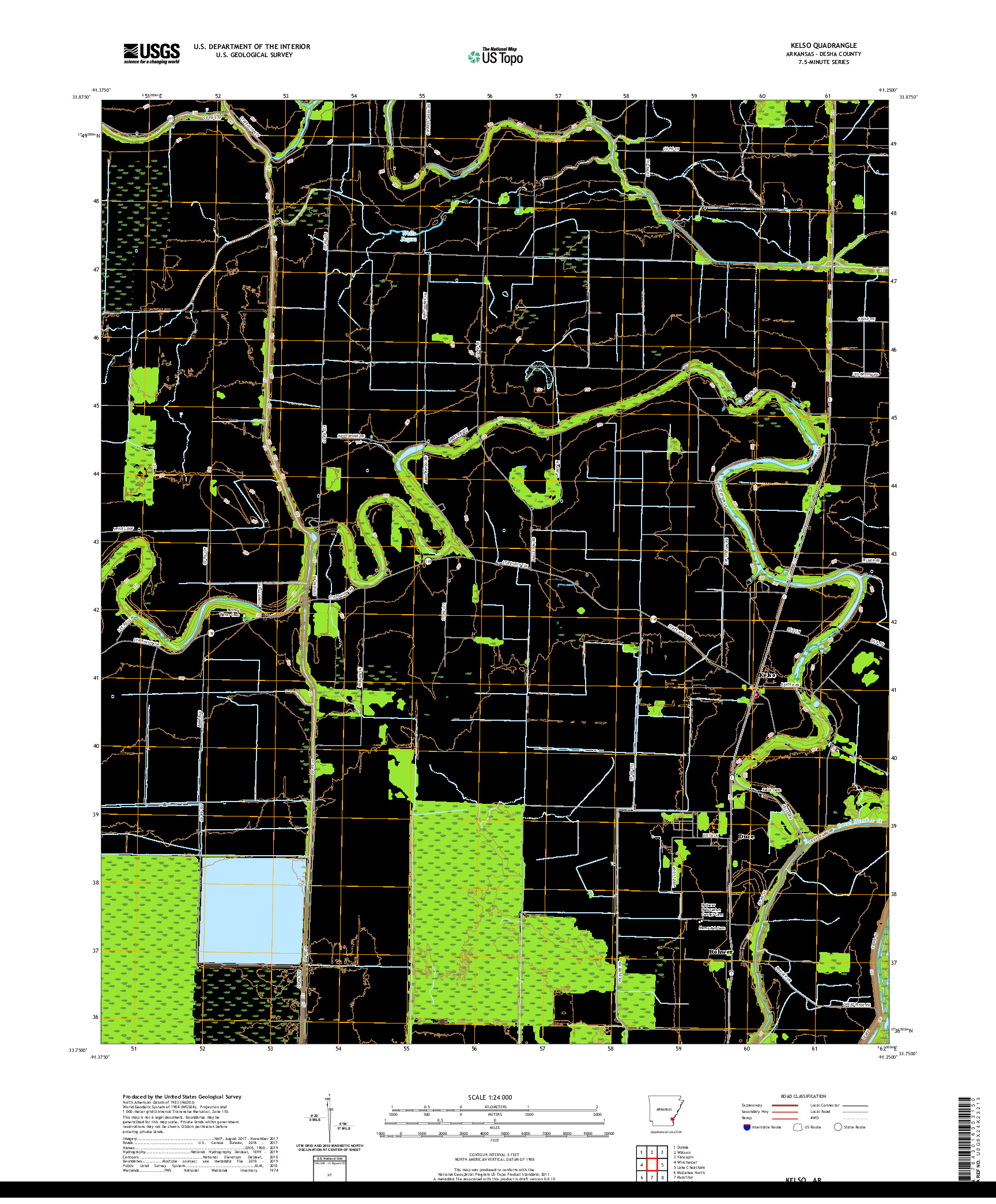 USGS US TOPO 7.5-MINUTE MAP FOR KELSO, AR 2020