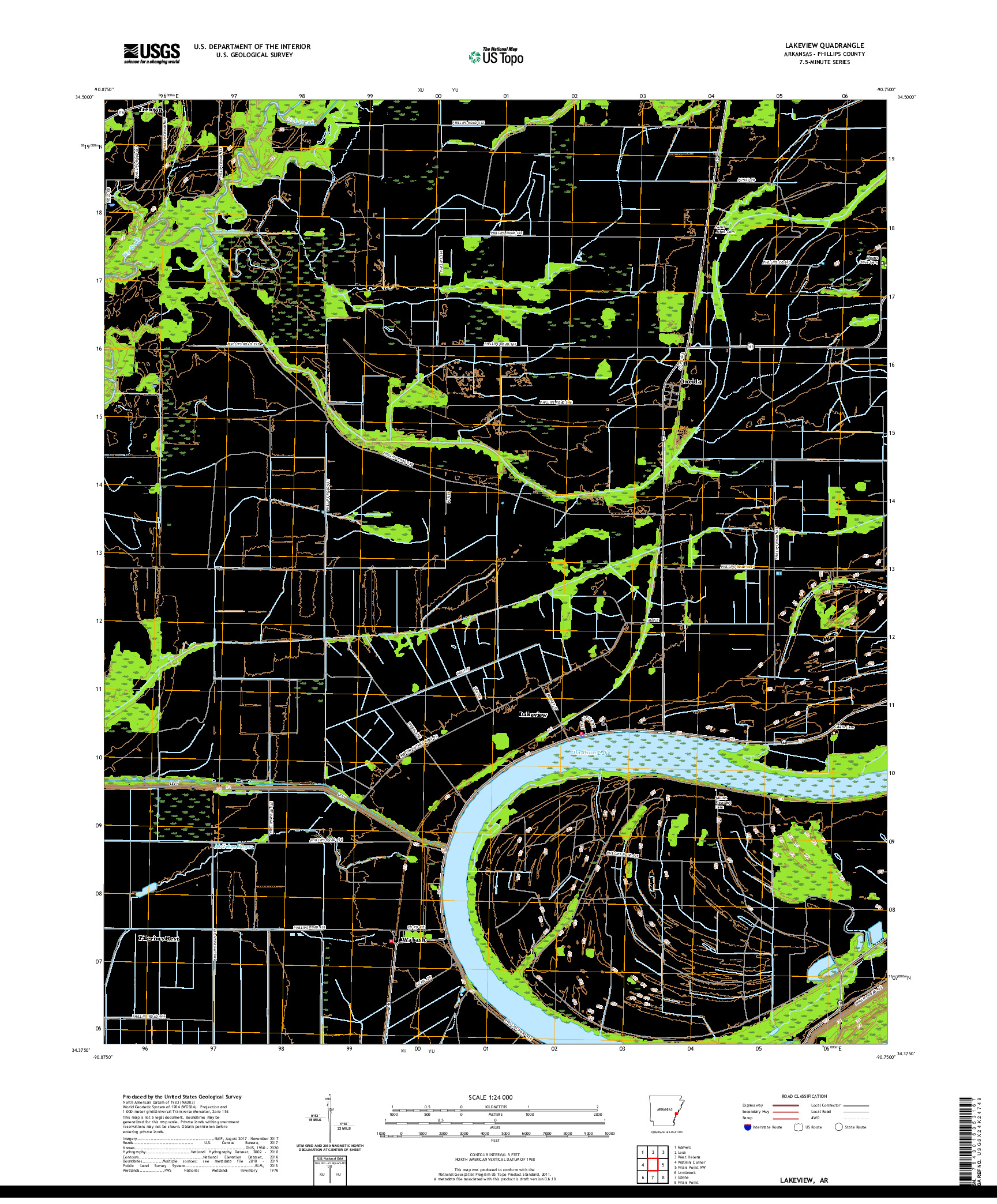 USGS US TOPO 7.5-MINUTE MAP FOR LAKEVIEW, AR 2020