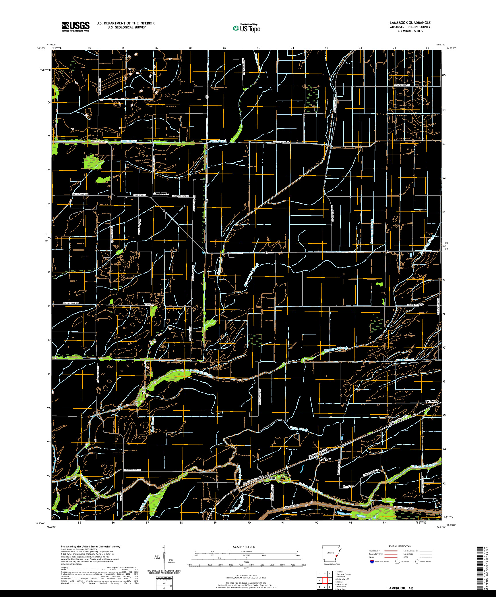 USGS US TOPO 7.5-MINUTE MAP FOR LAMBROOK, AR 2020