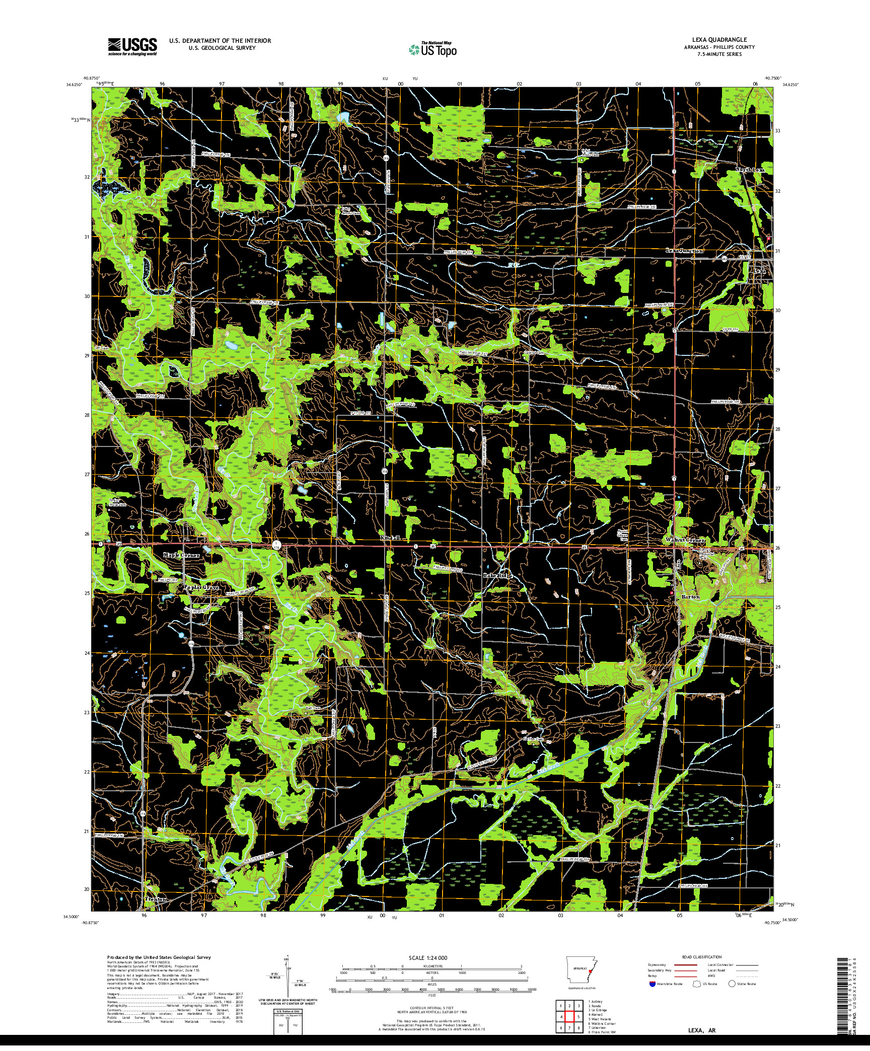 USGS US TOPO 7.5-MINUTE MAP FOR LEXA, AR 2020
