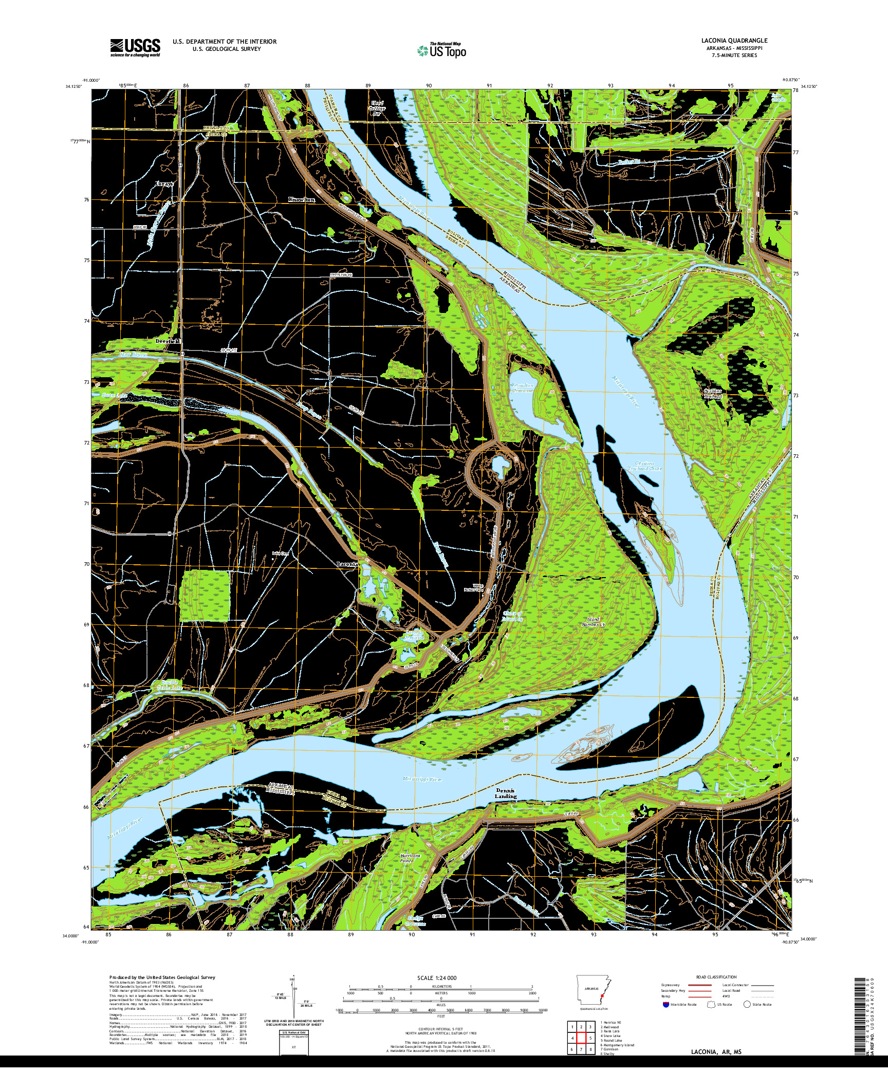 USGS US TOPO 7.5-MINUTE MAP FOR LACONIA, AR,MS 2020