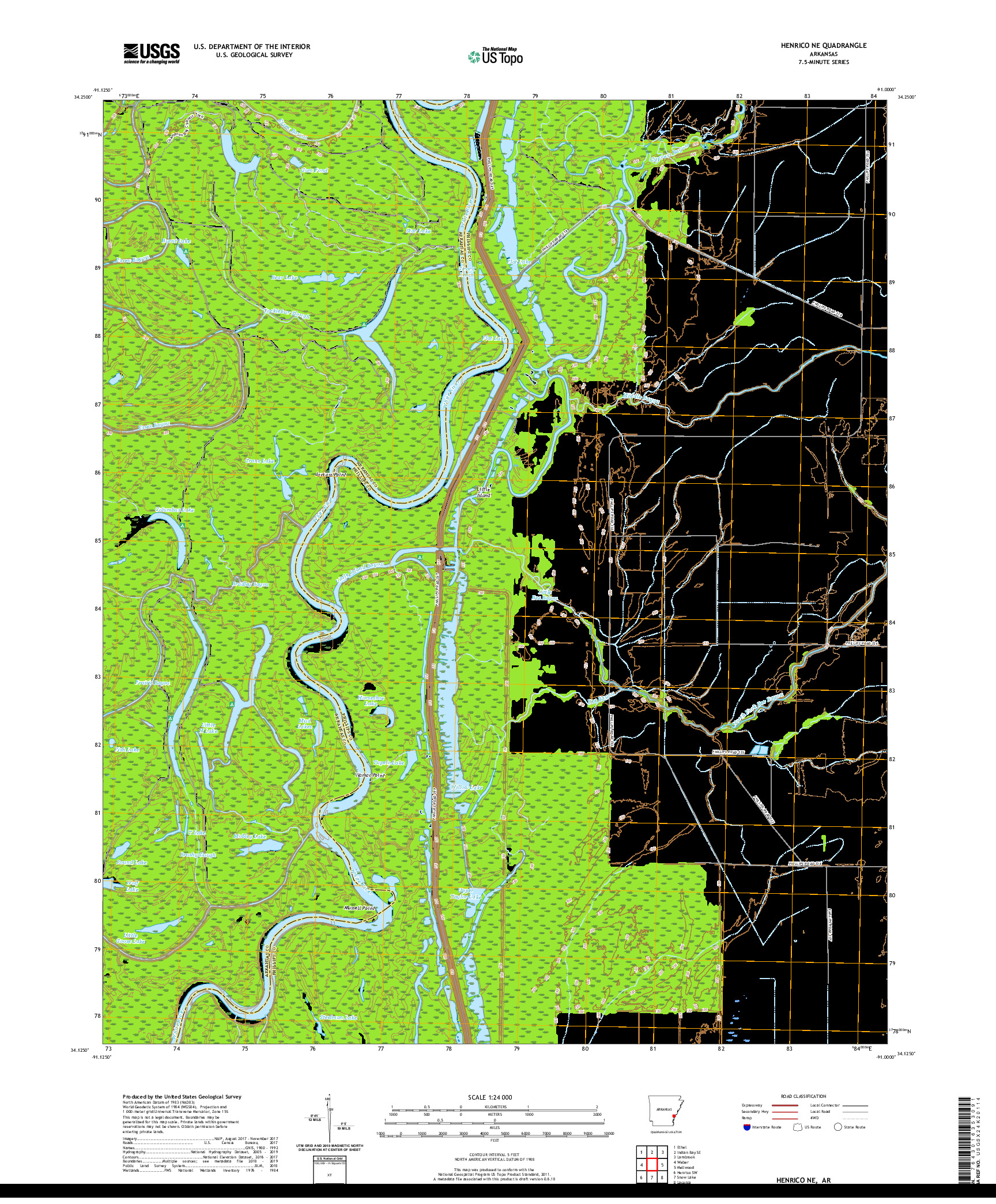 USGS US TOPO 7.5-MINUTE MAP FOR HENRICO NE, AR 2020