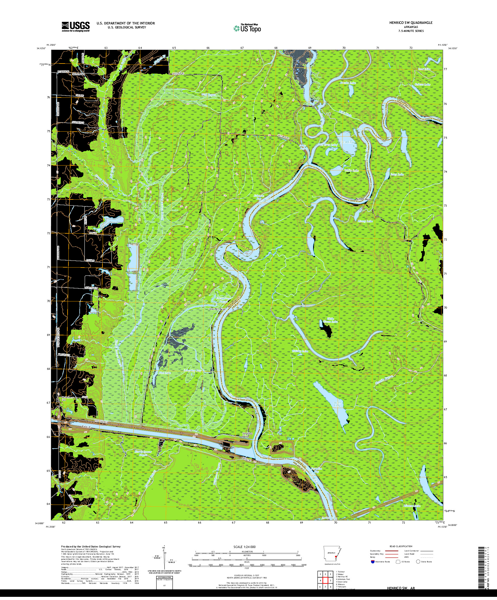 USGS US TOPO 7.5-MINUTE MAP FOR HENRICO SW, AR 2020