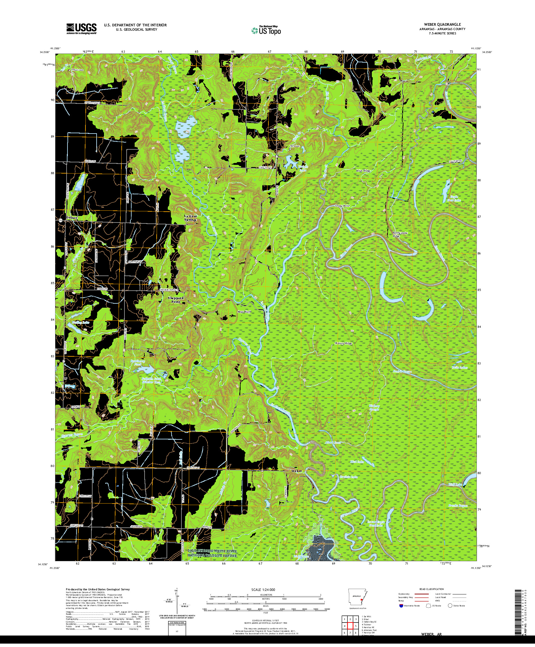 USGS US TOPO 7.5-MINUTE MAP FOR WEBER, AR 2020