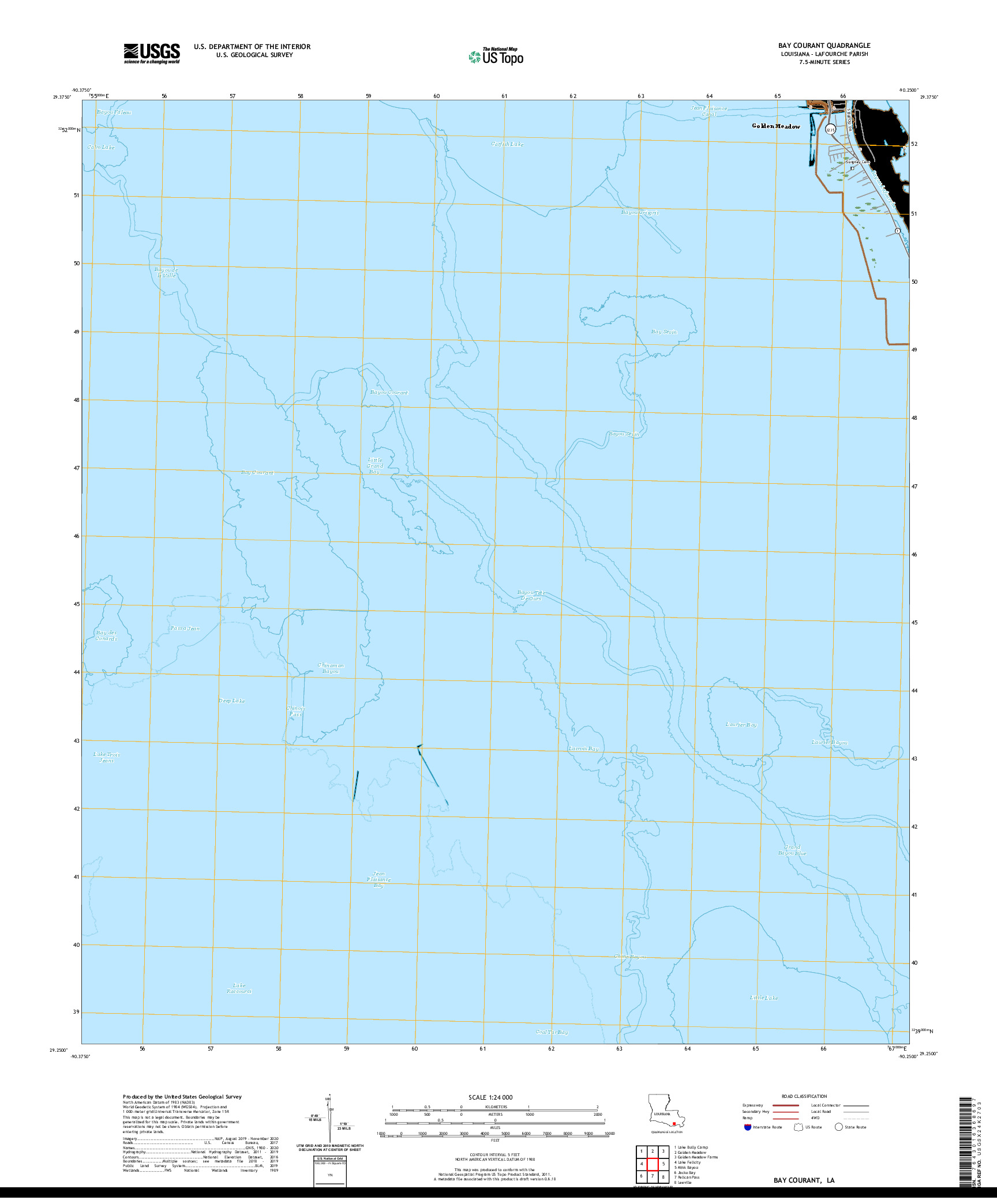 USGS US TOPO 7.5-MINUTE MAP FOR BAY COURANT, LA 2020