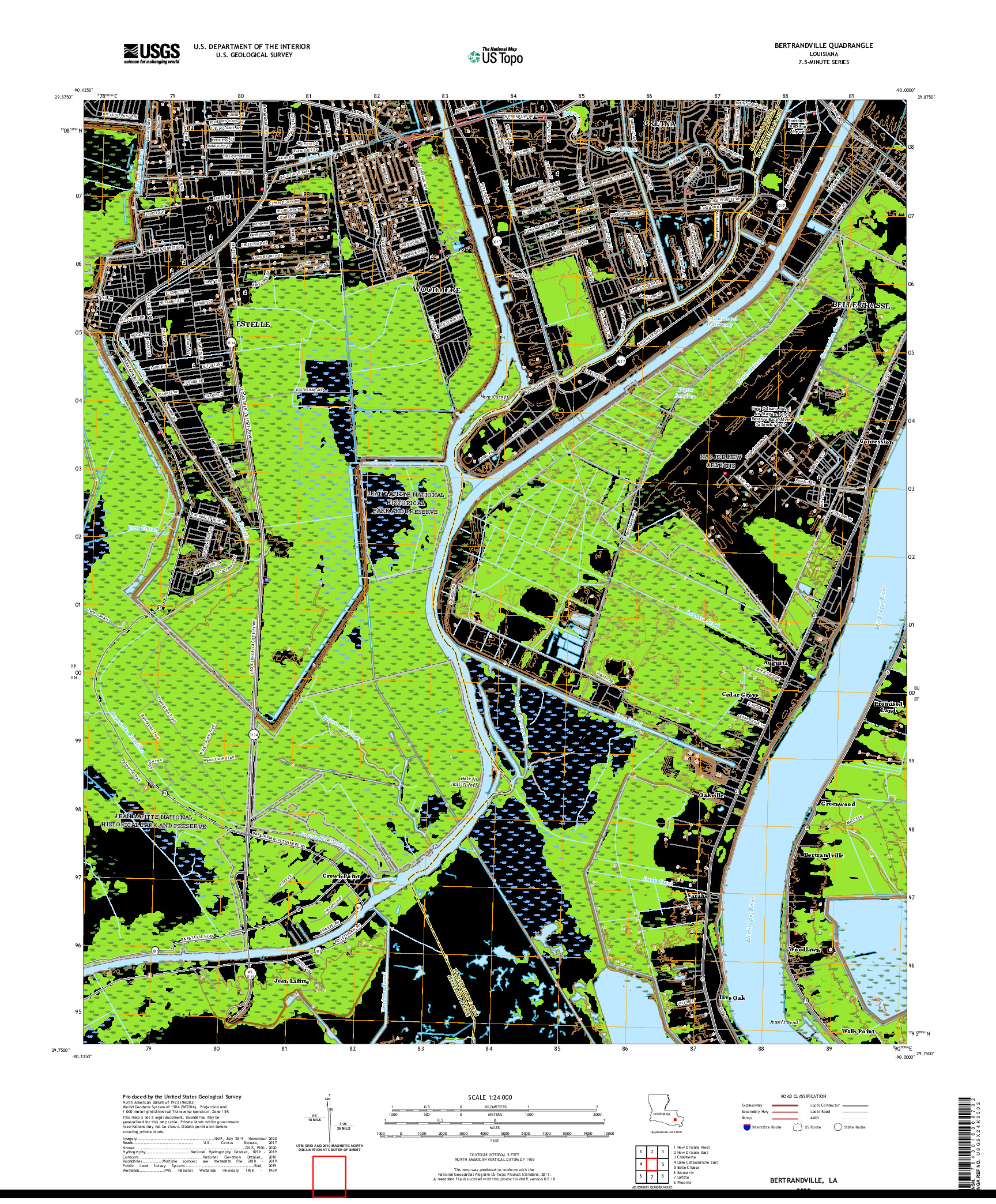 USGS US TOPO 7.5-MINUTE MAP FOR BERTRANDVILLE, LA 2020