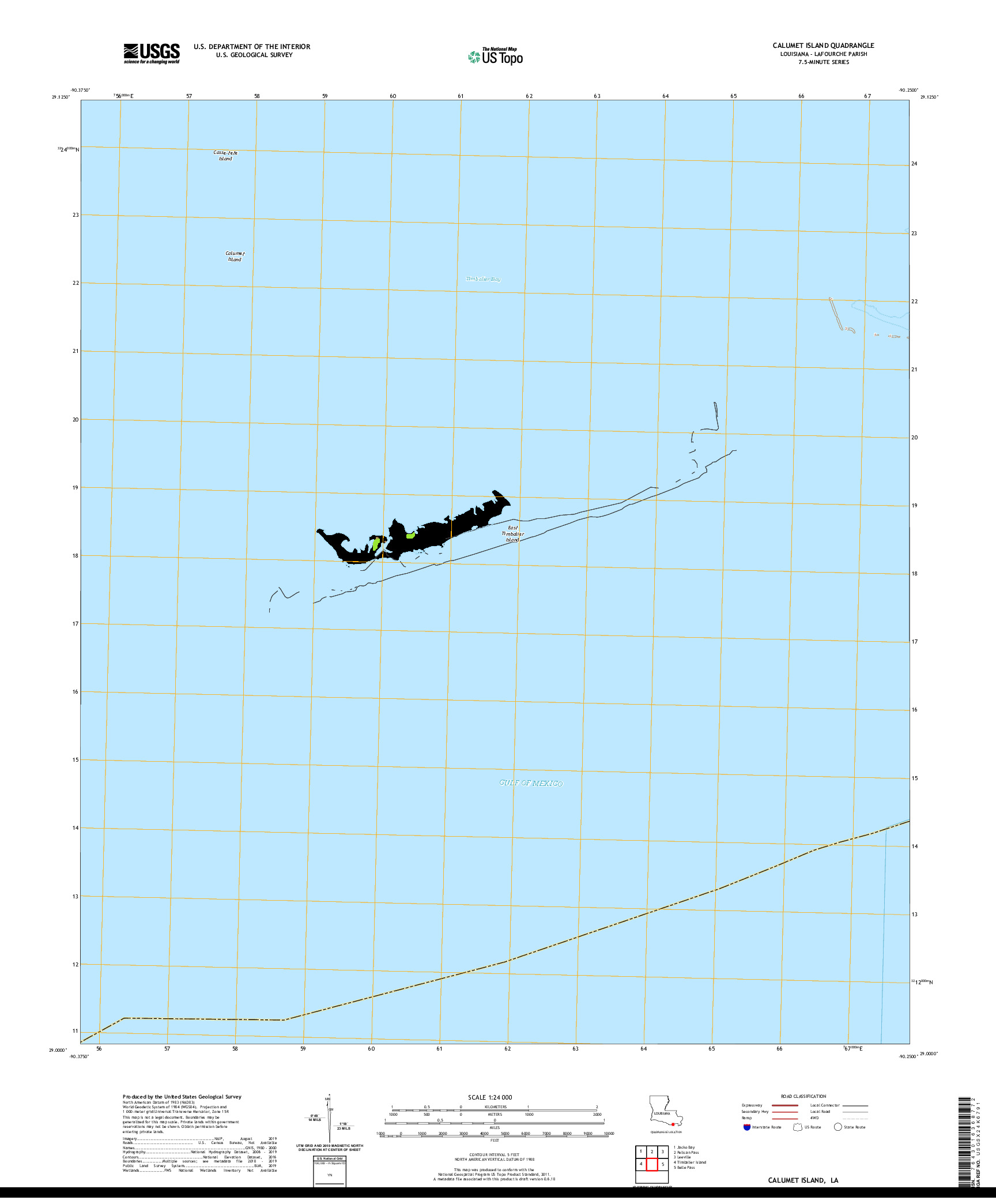USGS US TOPO 7.5-MINUTE MAP FOR CALUMET ISLAND, LA 2020