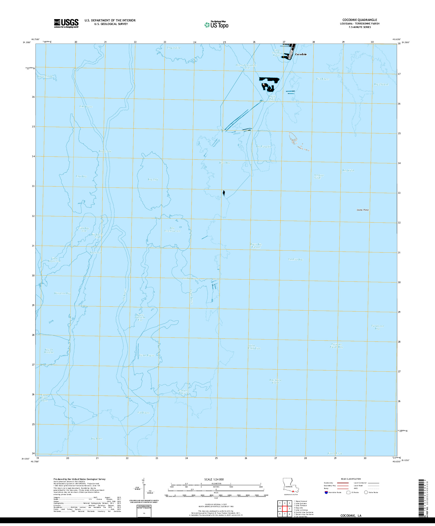 USGS US TOPO 7.5-MINUTE MAP FOR COCODRIE, LA 2020