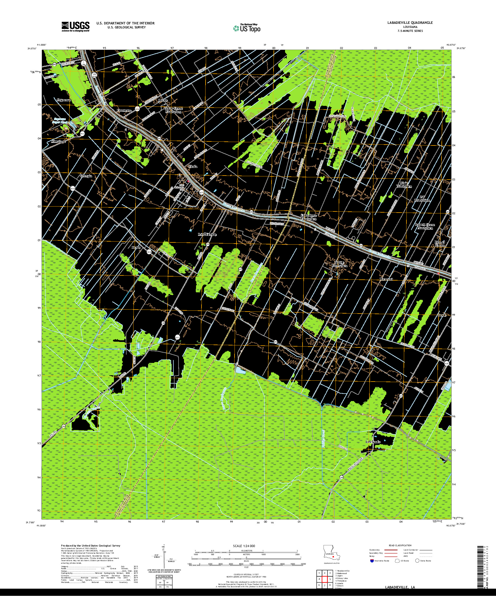 USGS US TOPO 7.5-MINUTE MAP FOR LABADIEVILLE, LA 2020