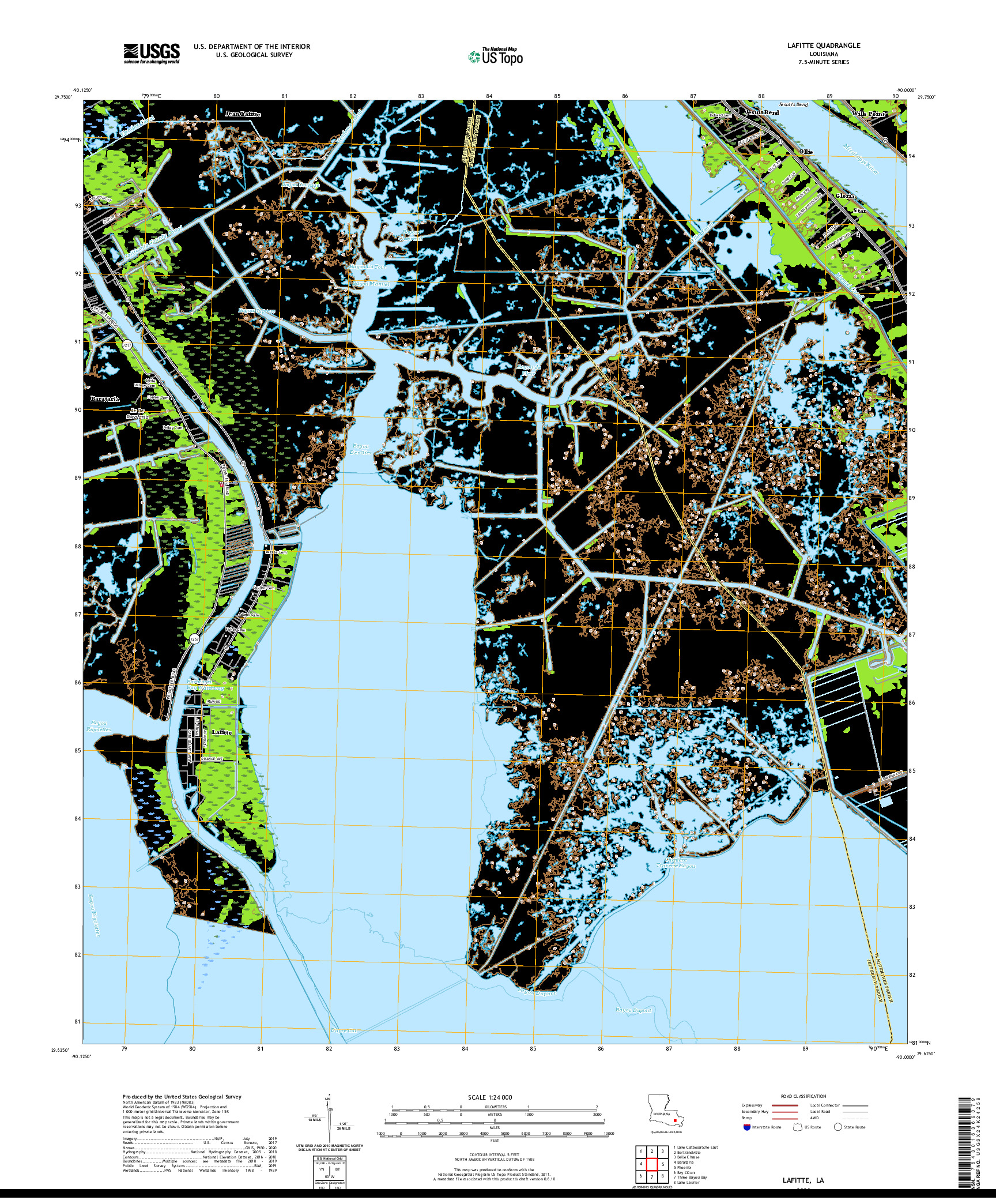 USGS US TOPO 7.5-MINUTE MAP FOR LAFITTE, LA 2020