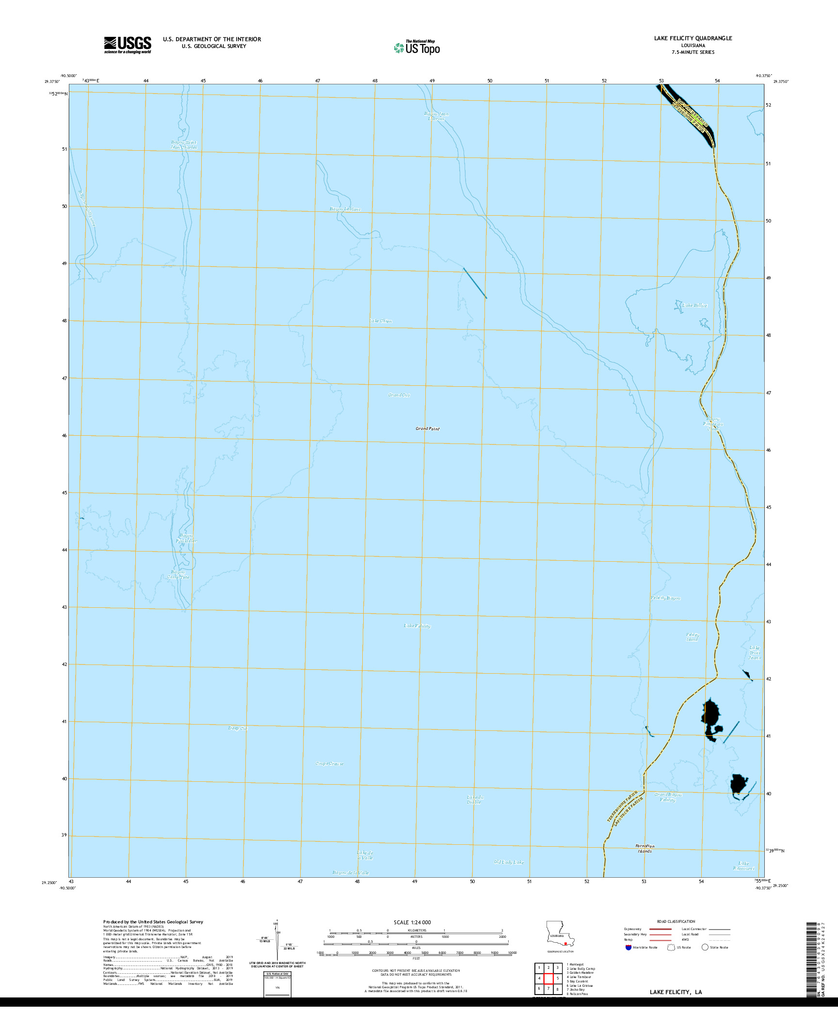 USGS US TOPO 7.5-MINUTE MAP FOR LAKE FELICITY, LA 2020