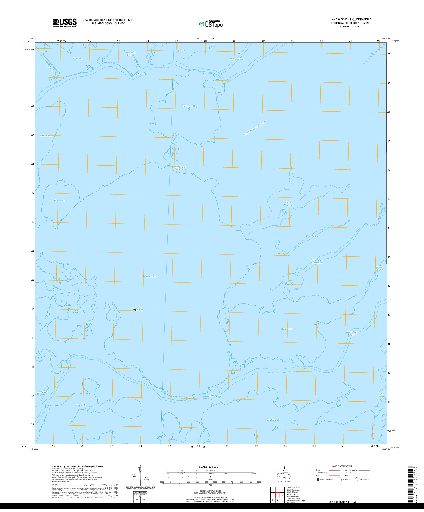 USGS US TOPO 7.5-MINUTE MAP FOR LAKE MECHANT, LA 2020