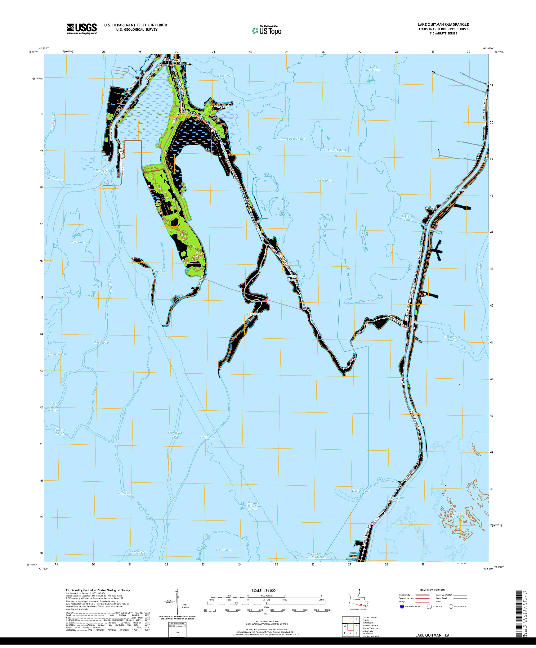 USGS US TOPO 7.5-MINUTE MAP FOR LAKE QUITMAN, LA 2020