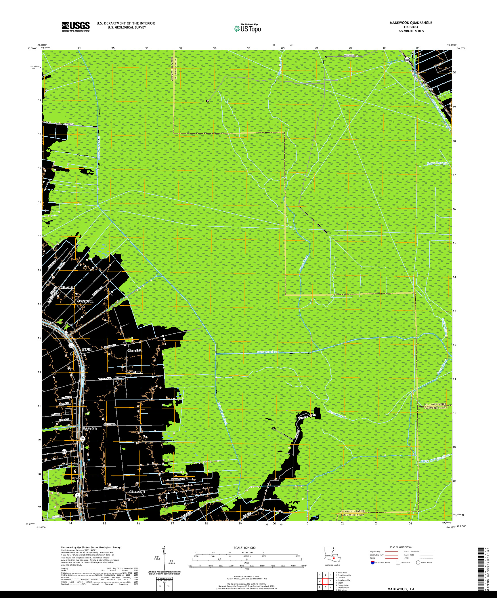 USGS US TOPO 7.5-MINUTE MAP FOR MADEWOOD, LA 2020