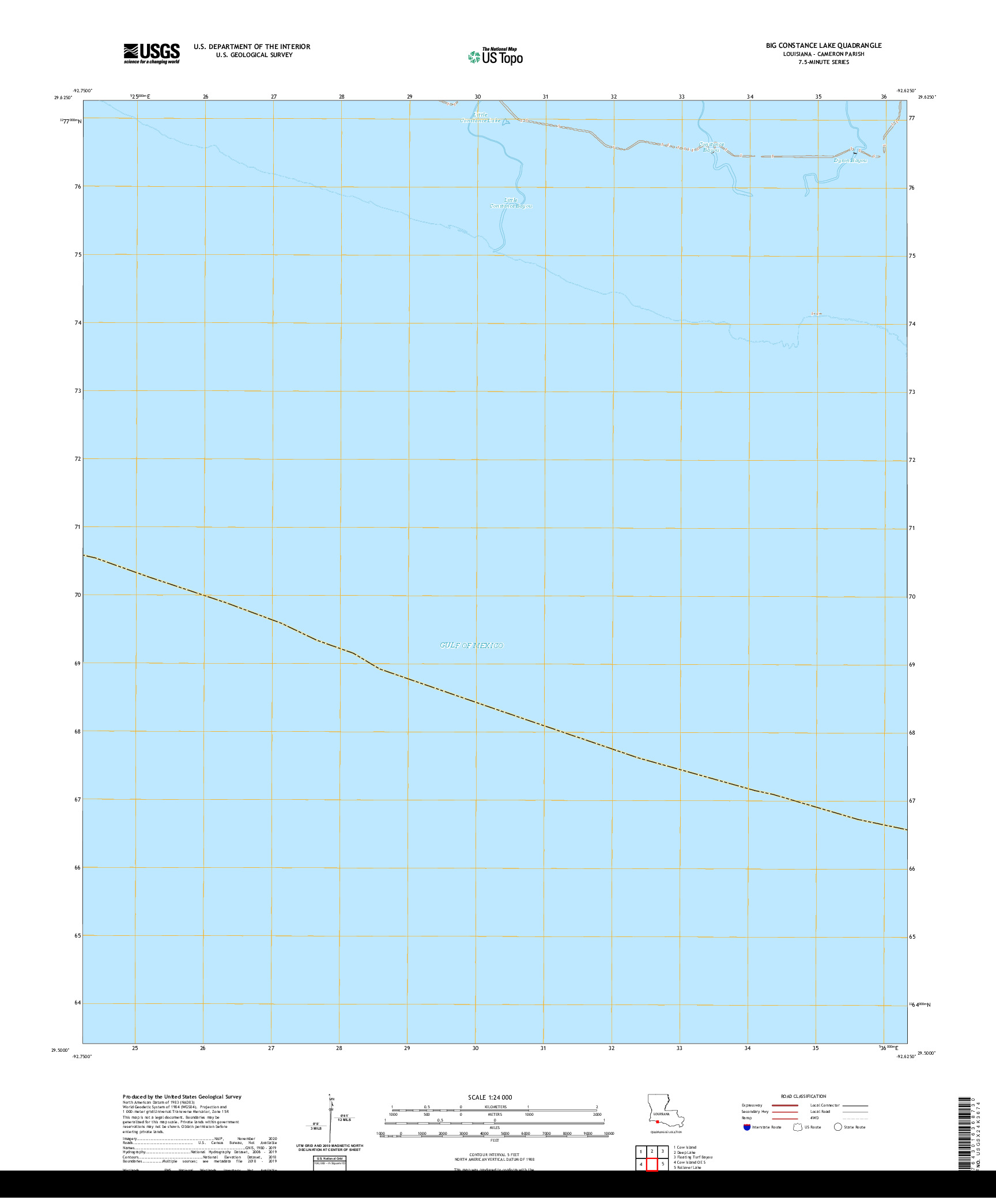 USGS US TOPO 7.5-MINUTE MAP FOR BIG CONSTANCE LAKE, LA 2020