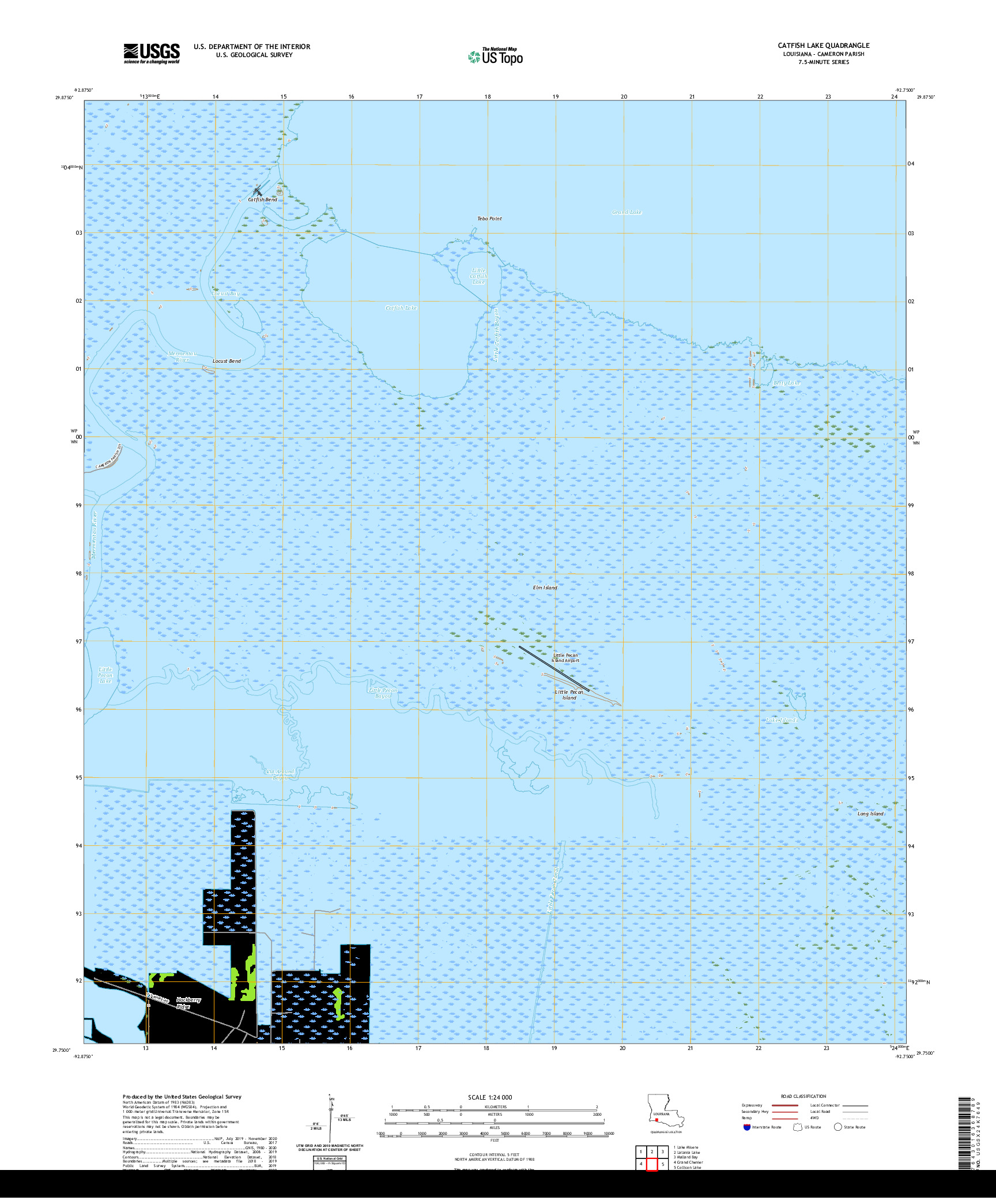 USGS US TOPO 7.5-MINUTE MAP FOR CATFISH LAKE, LA 2020