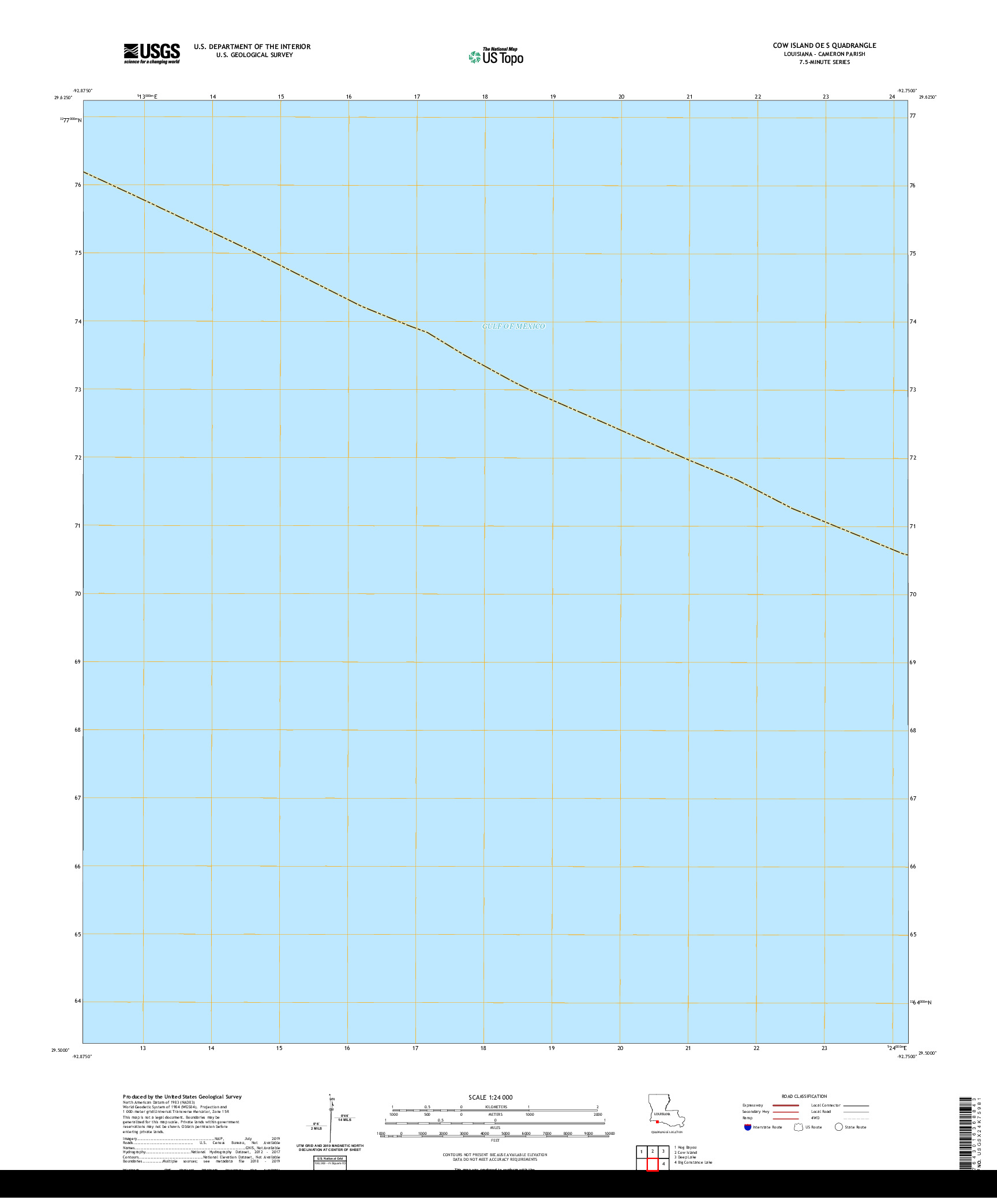 USGS US TOPO 7.5-MINUTE MAP FOR COW ISLAND OE S, LA 2020