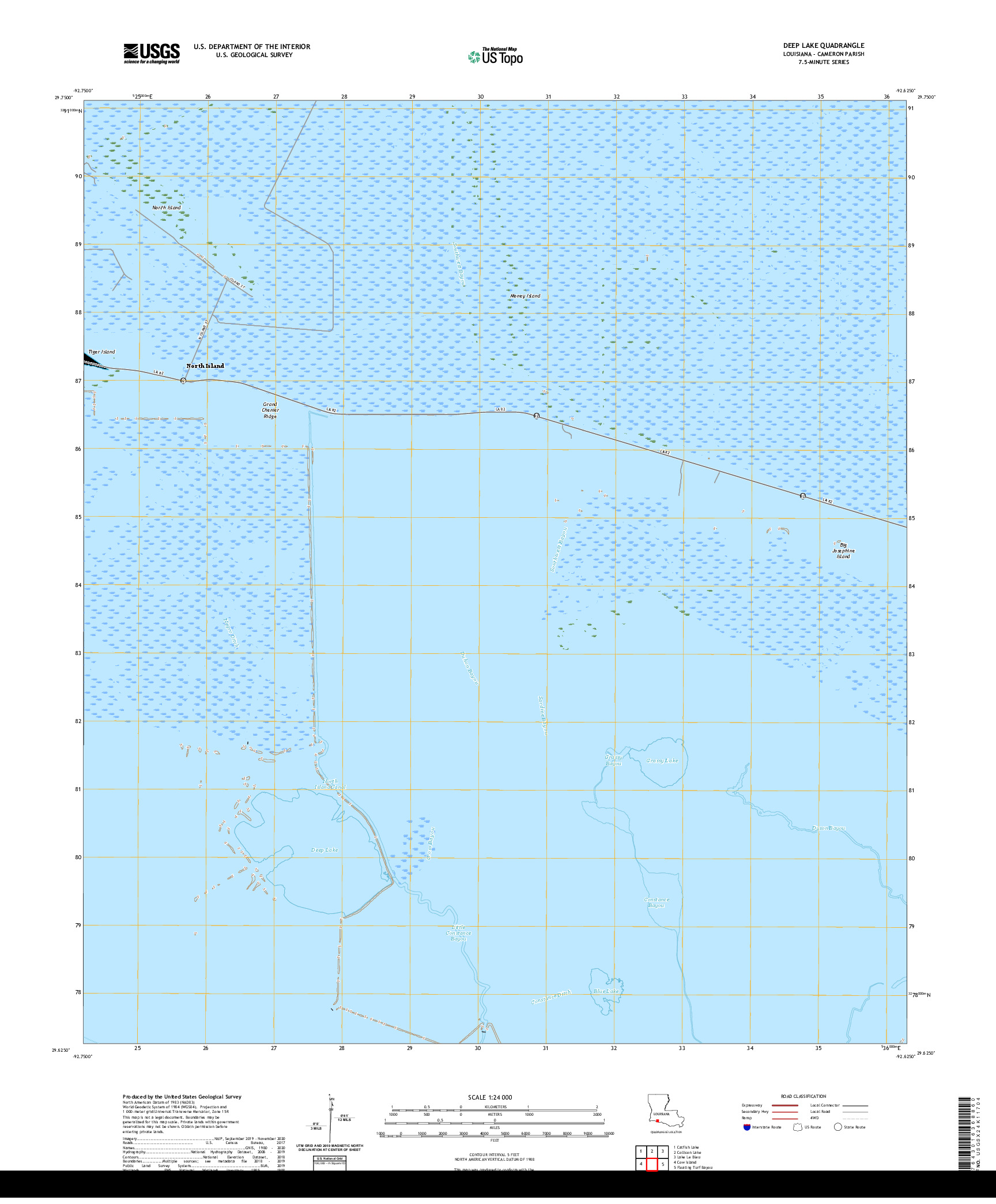 USGS US TOPO 7.5-MINUTE MAP FOR DEEP LAKE, LA 2020