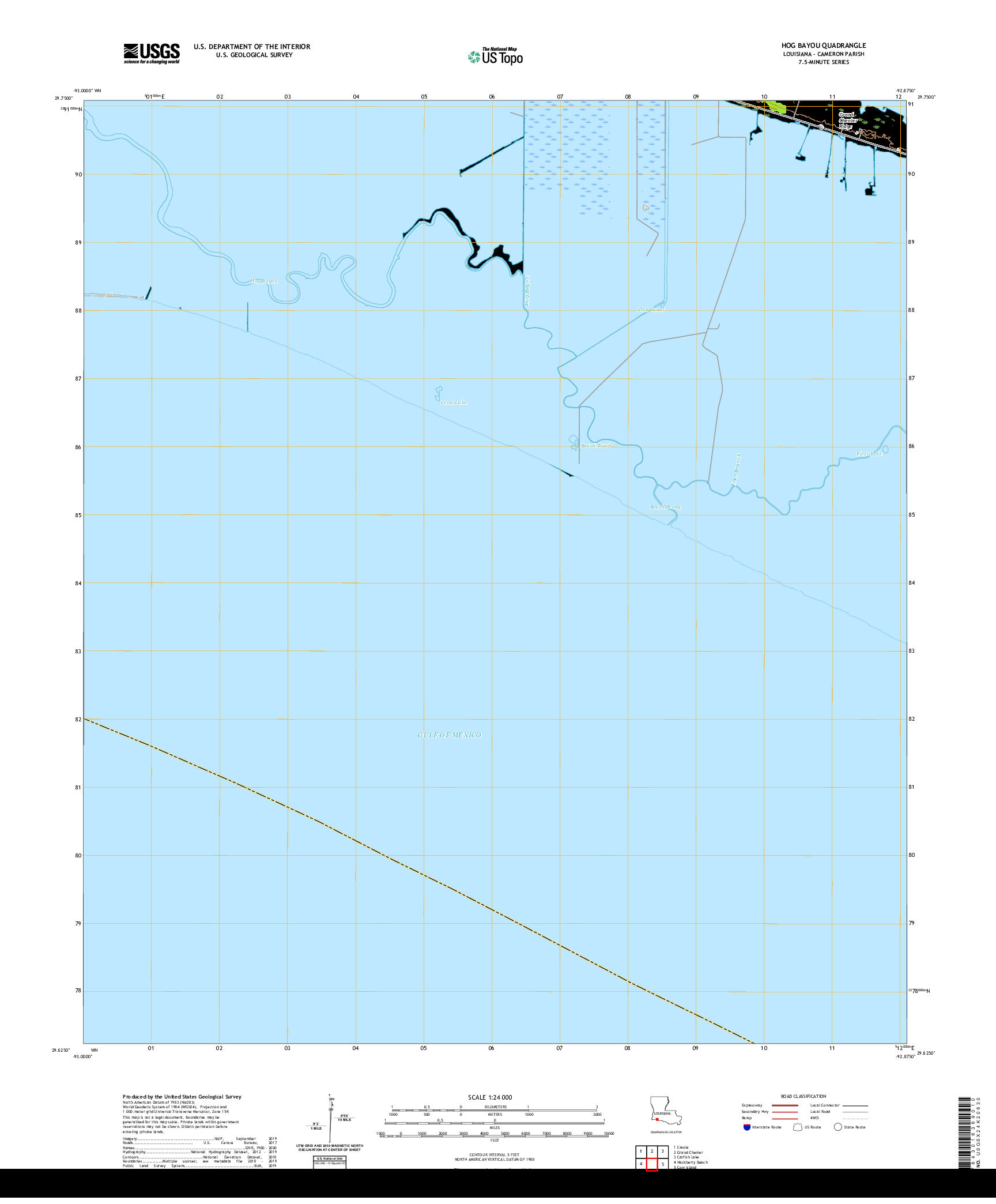 USGS US TOPO 7.5-MINUTE MAP FOR HOG BAYOU, LA 2020