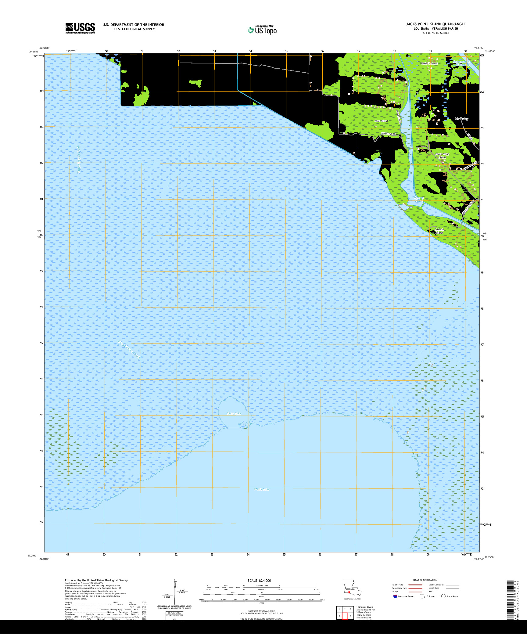 USGS US TOPO 7.5-MINUTE MAP FOR JACKS POINT ISLAND, LA 2020