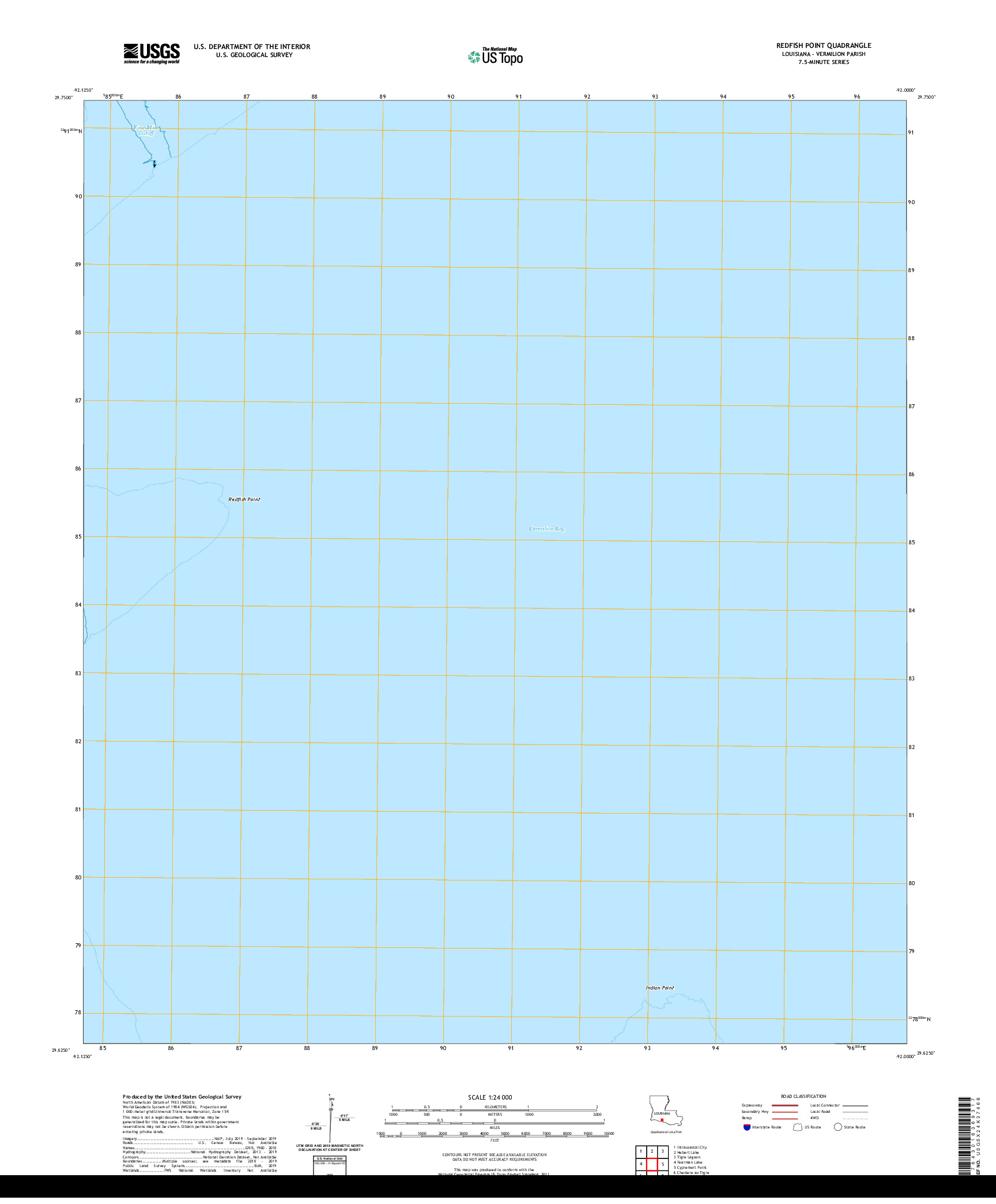 USGS US TOPO 7.5-MINUTE MAP FOR REDFISH POINT, LA 2020