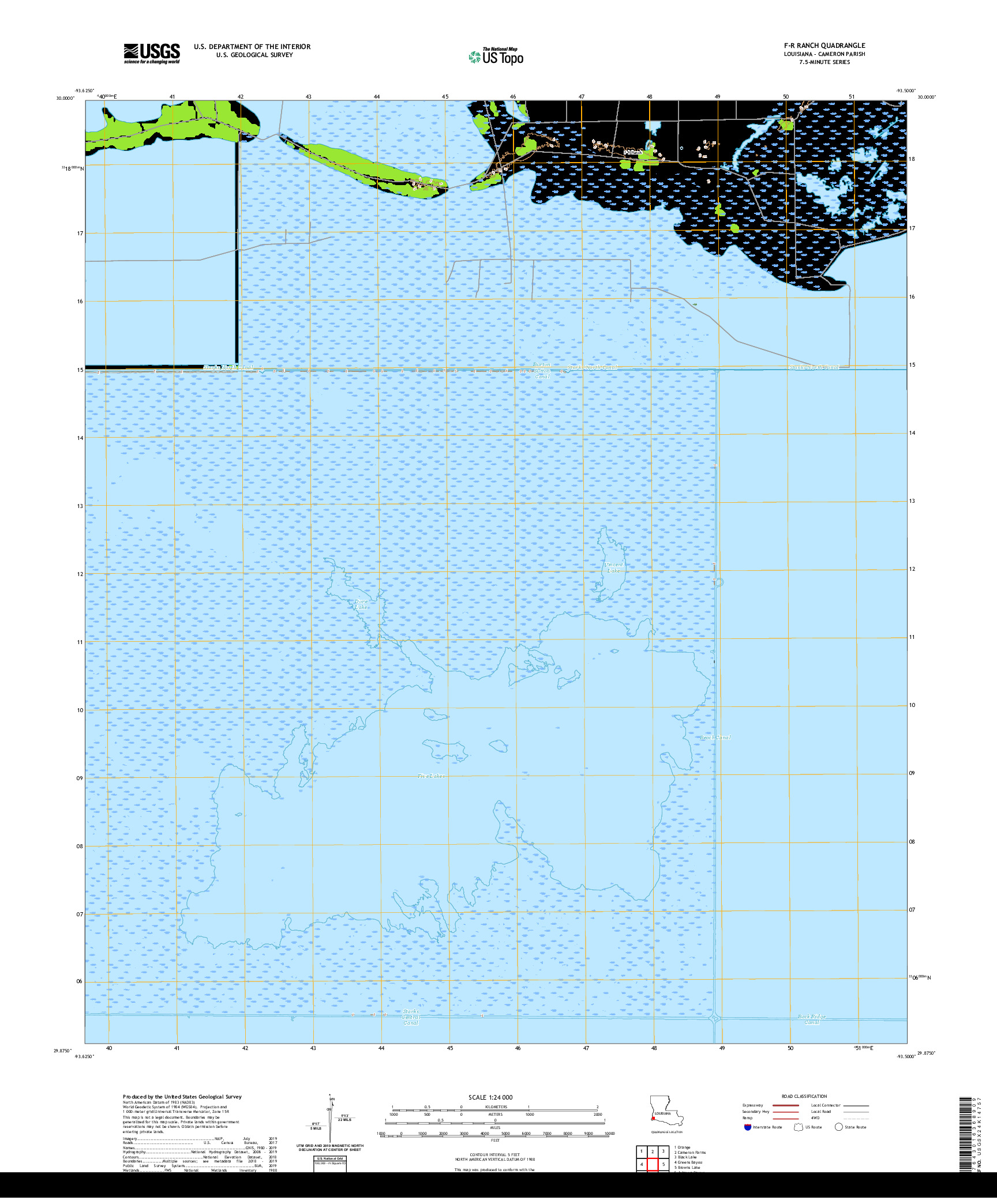 USGS US TOPO 7.5-MINUTE MAP FOR F-R RANCH, LA 2020