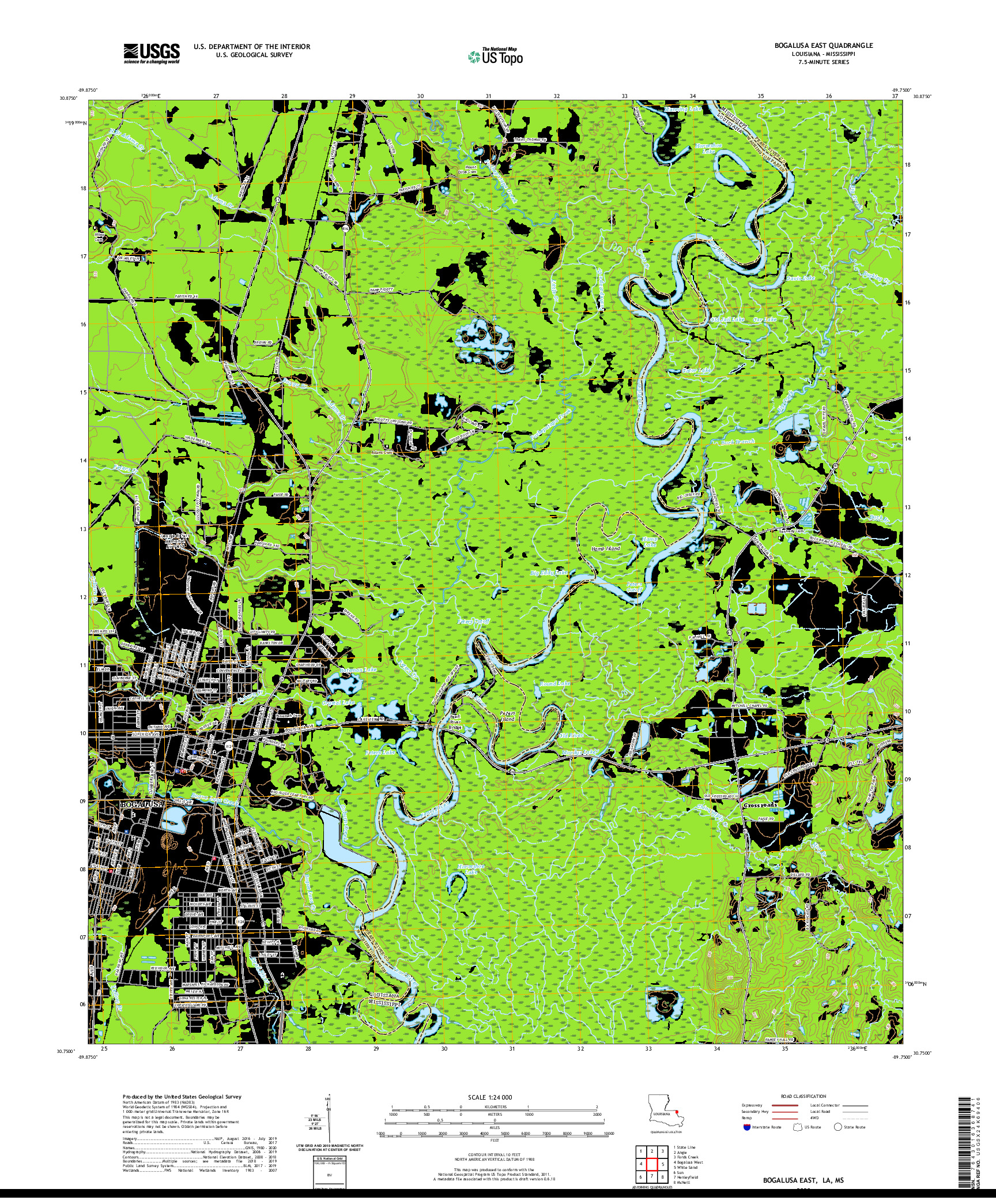 USGS US TOPO 7.5-MINUTE MAP FOR BOGALUSA EAST, LA,MS 2020