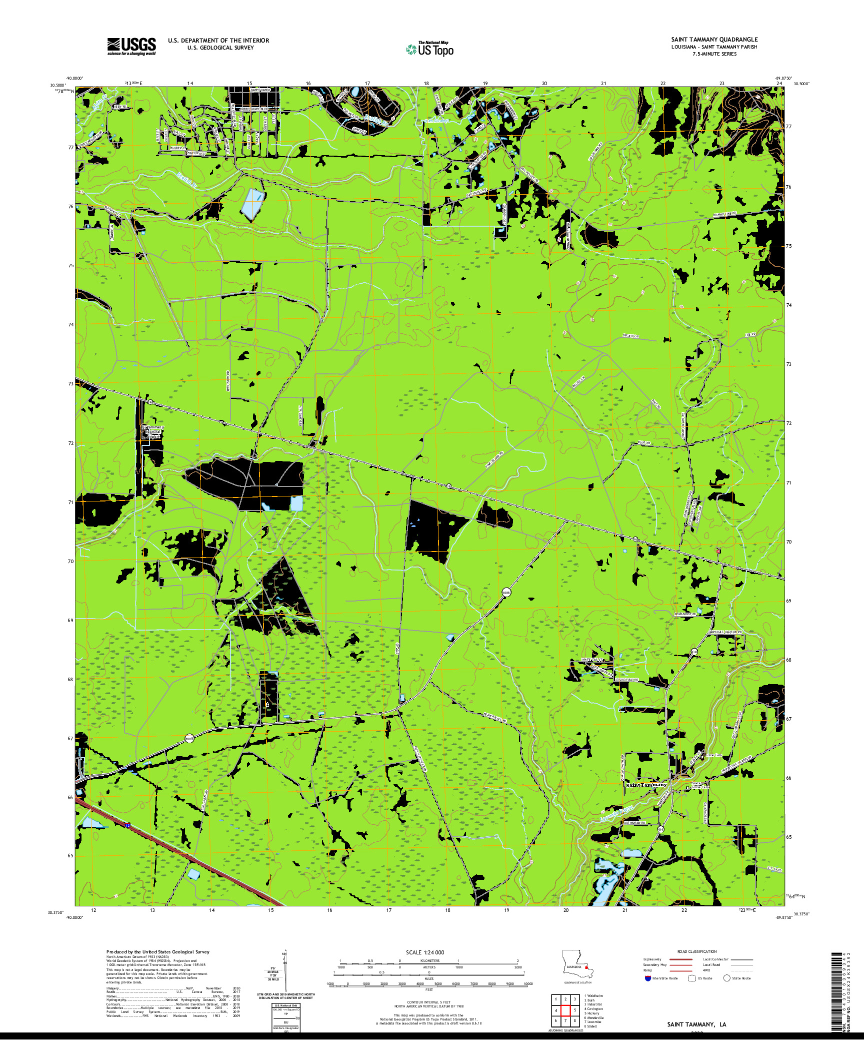 USGS US TOPO 7.5-MINUTE MAP FOR SAINT TAMMANY, LA 2020