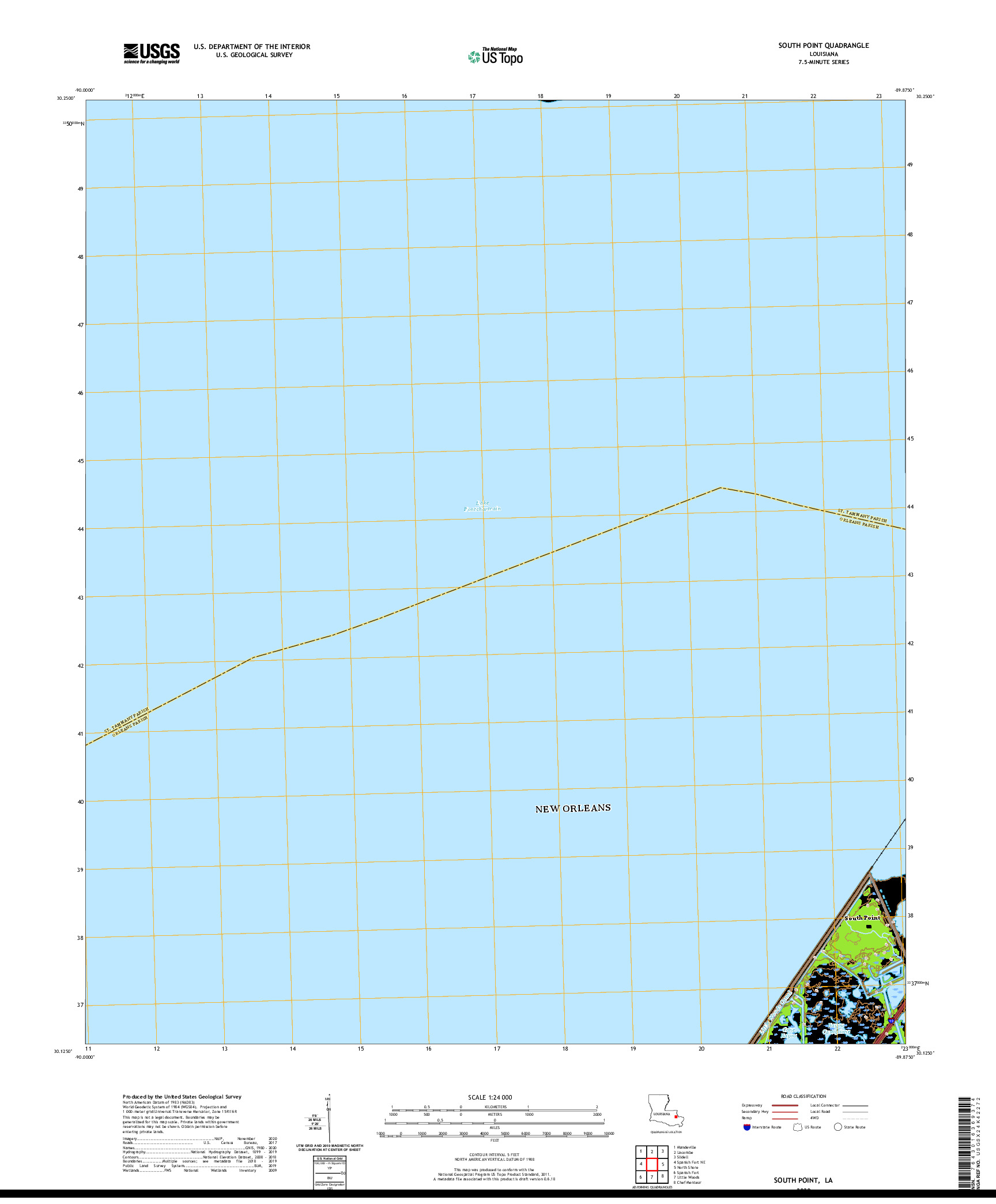 USGS US TOPO 7.5-MINUTE MAP FOR SOUTH POINT, LA 2020