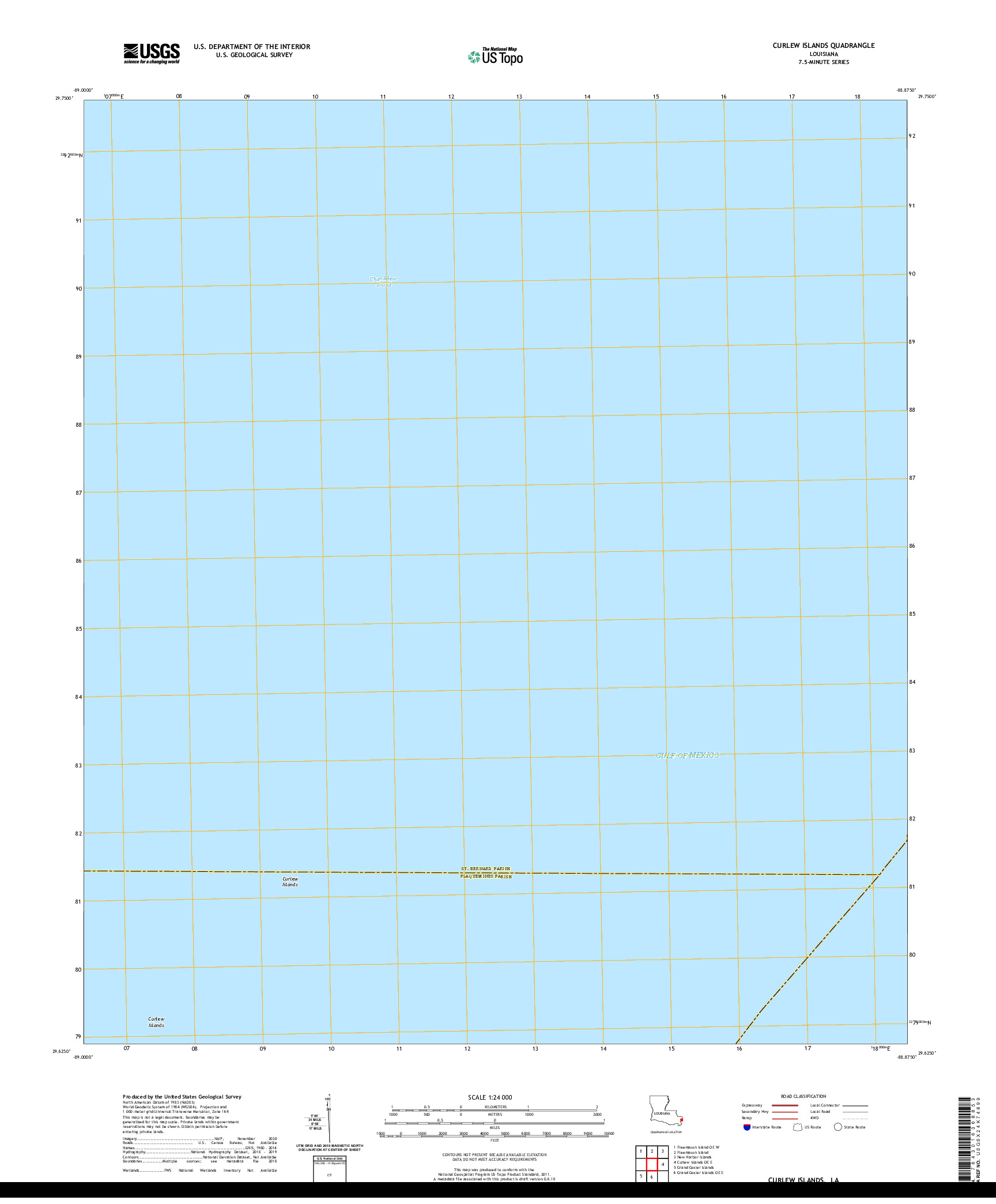 USGS US TOPO 7.5-MINUTE MAP FOR CURLEW ISLANDS, LA 2020