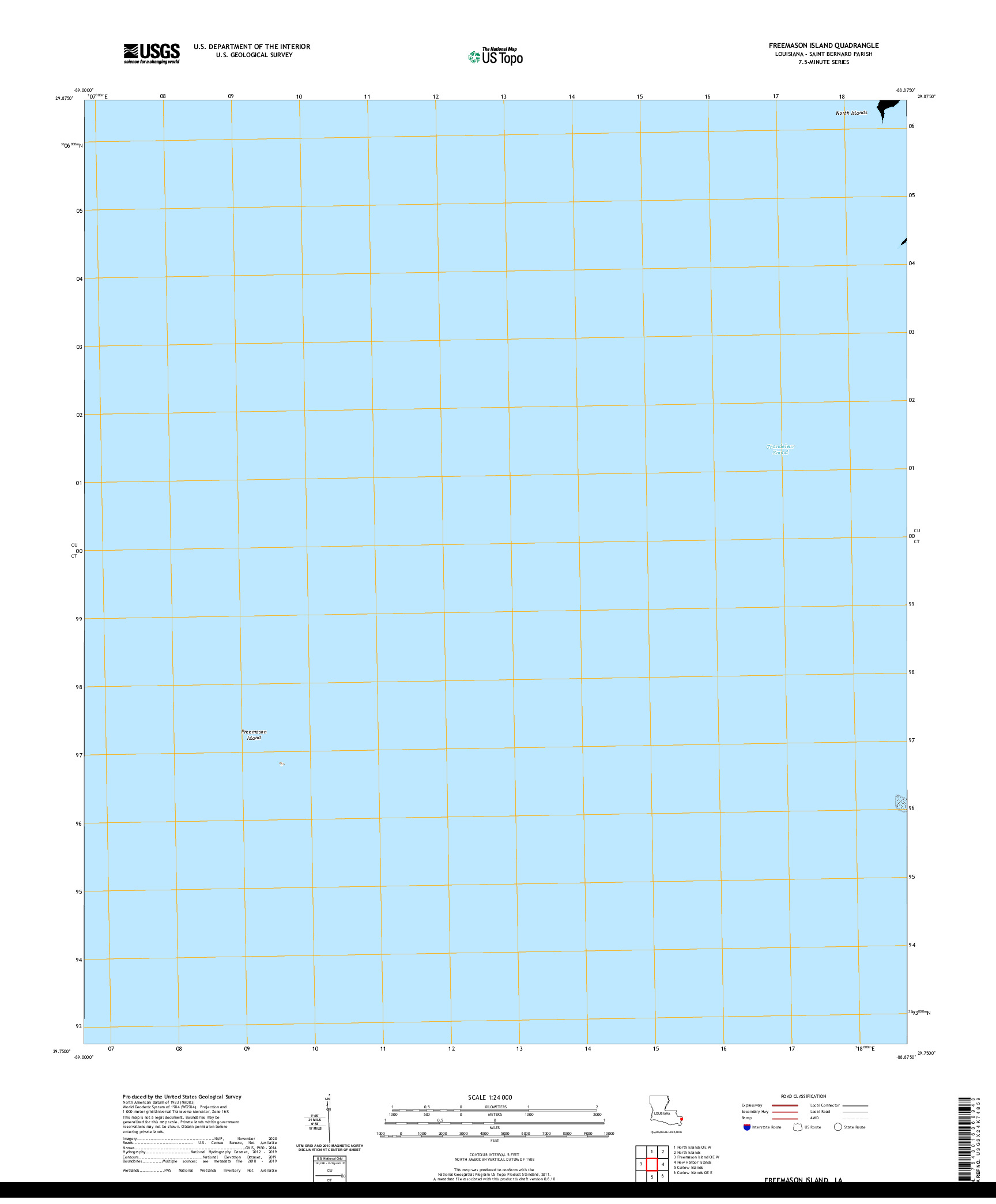 USGS US TOPO 7.5-MINUTE MAP FOR FREEMASON ISLAND, LA 2020