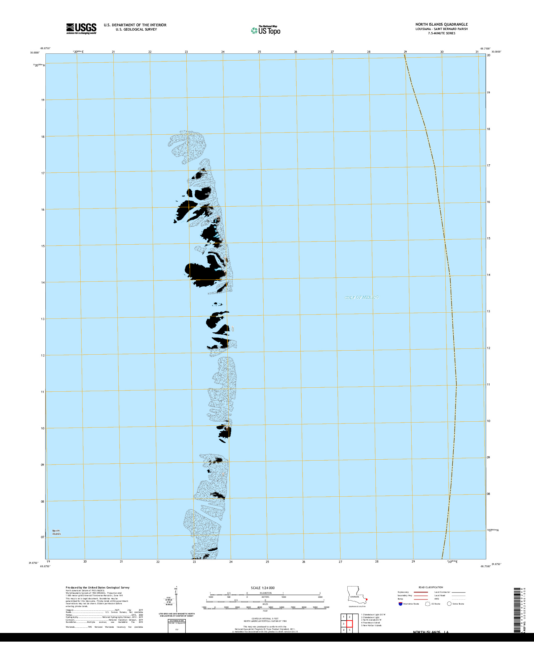 USGS US TOPO 7.5-MINUTE MAP FOR NORTH ISLANDS, LA 2020