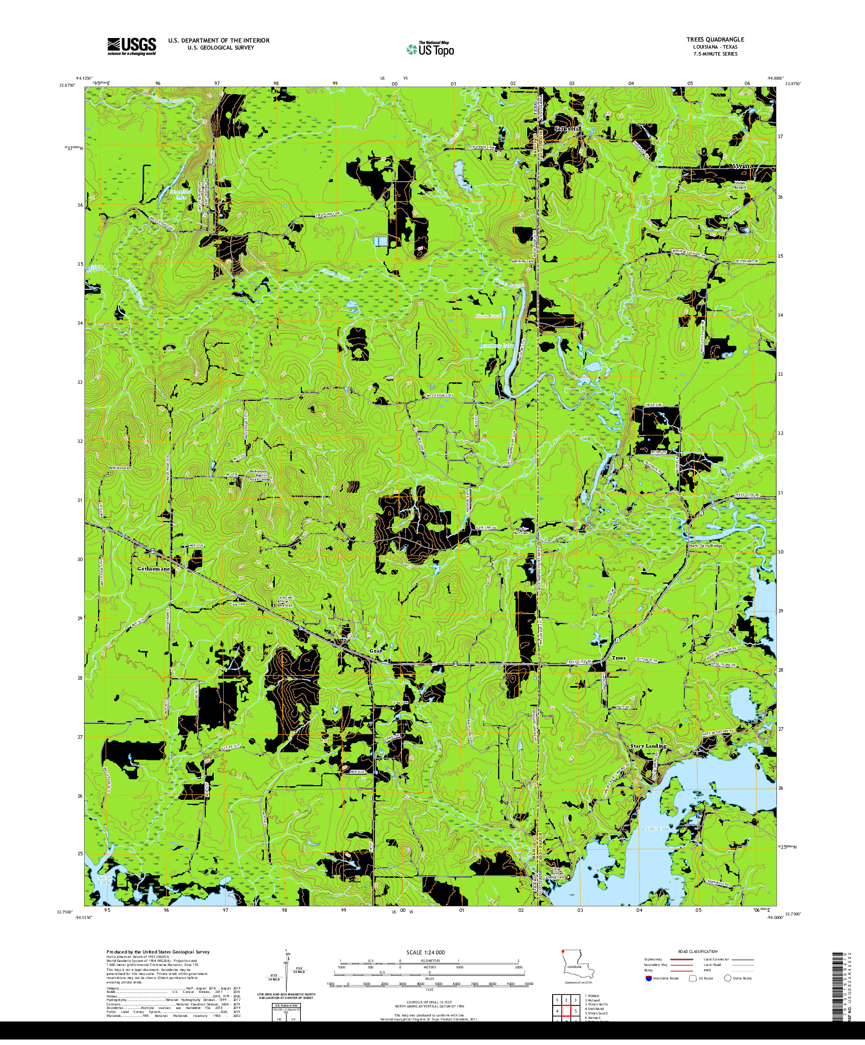 USGS US TOPO 7.5-MINUTE MAP FOR TREES, LA,TX 2020