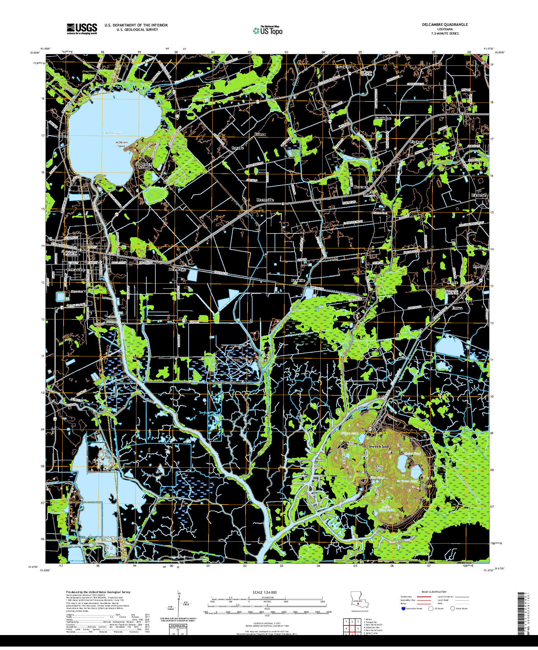 USGS US TOPO 7.5-MINUTE MAP FOR DELCAMBRE, LA 2020